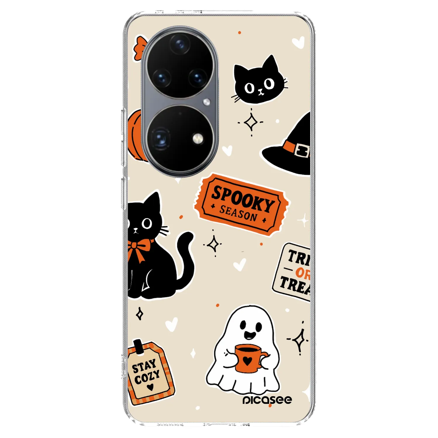 Picasee silikonowe przeźroczyste etui na Huawei P50 - Halloween stickers