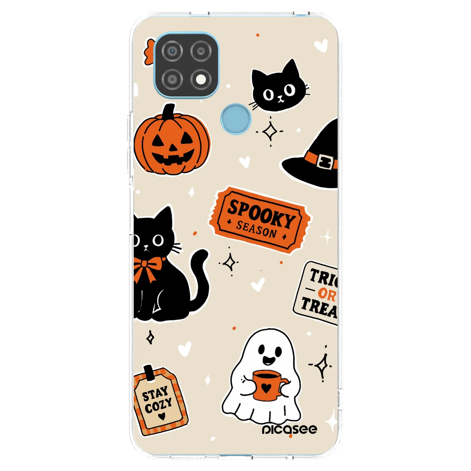 Picasee silikonowe przeźroczyste etui na Realme C21 - Halloween stickers