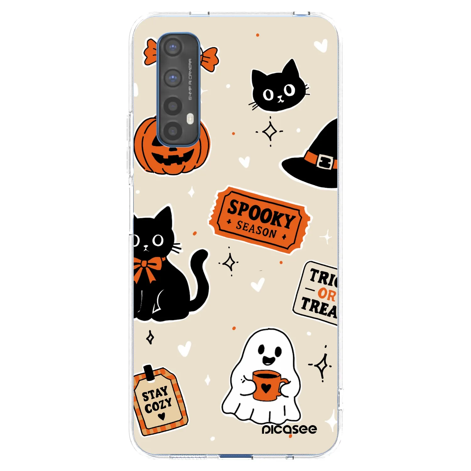 Picasee silikonowe przeźroczyste etui na Realme 7 - Halloween stickers