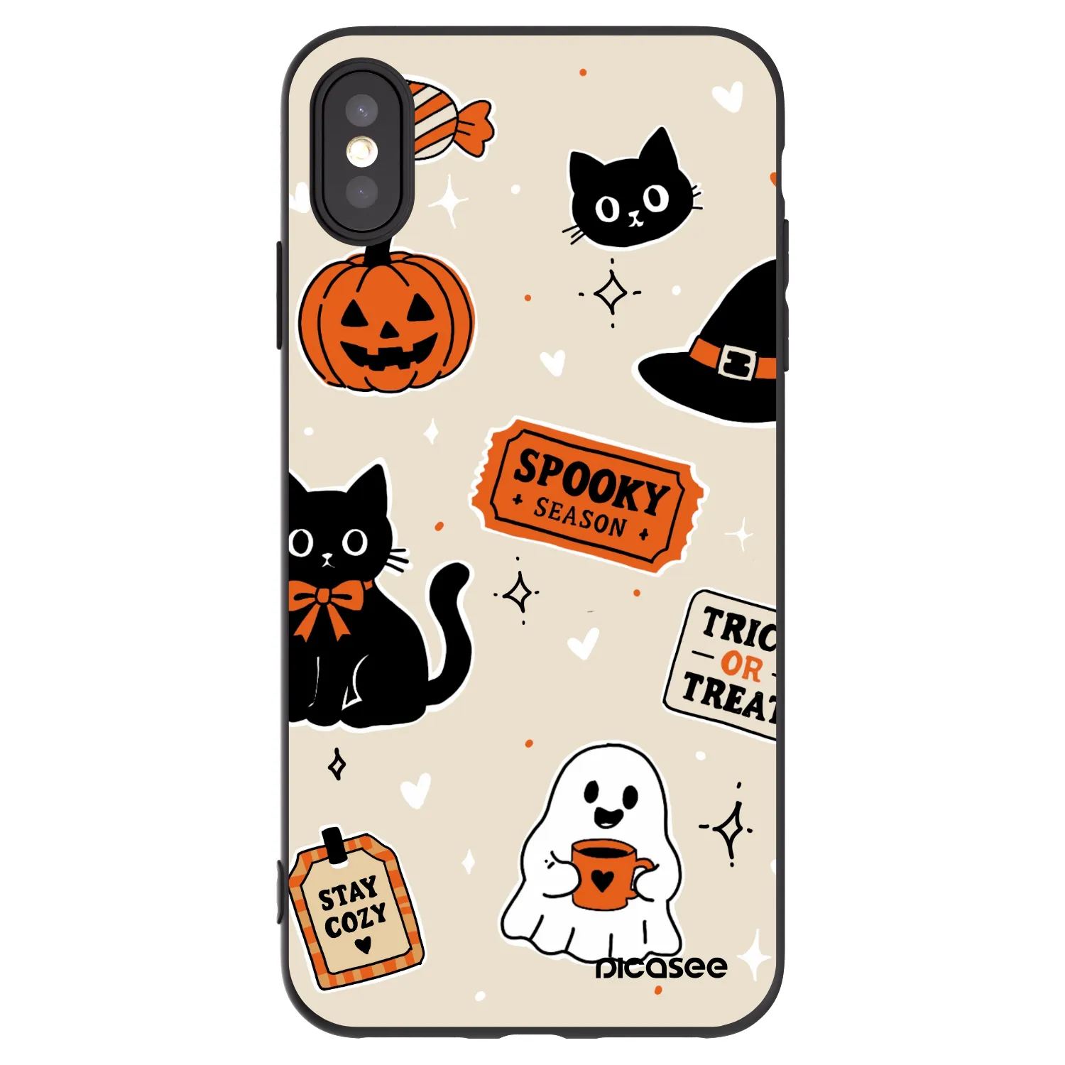 Picasee silikonowe czarne etui na Apple iPhone XS Max - Halloween stickers
