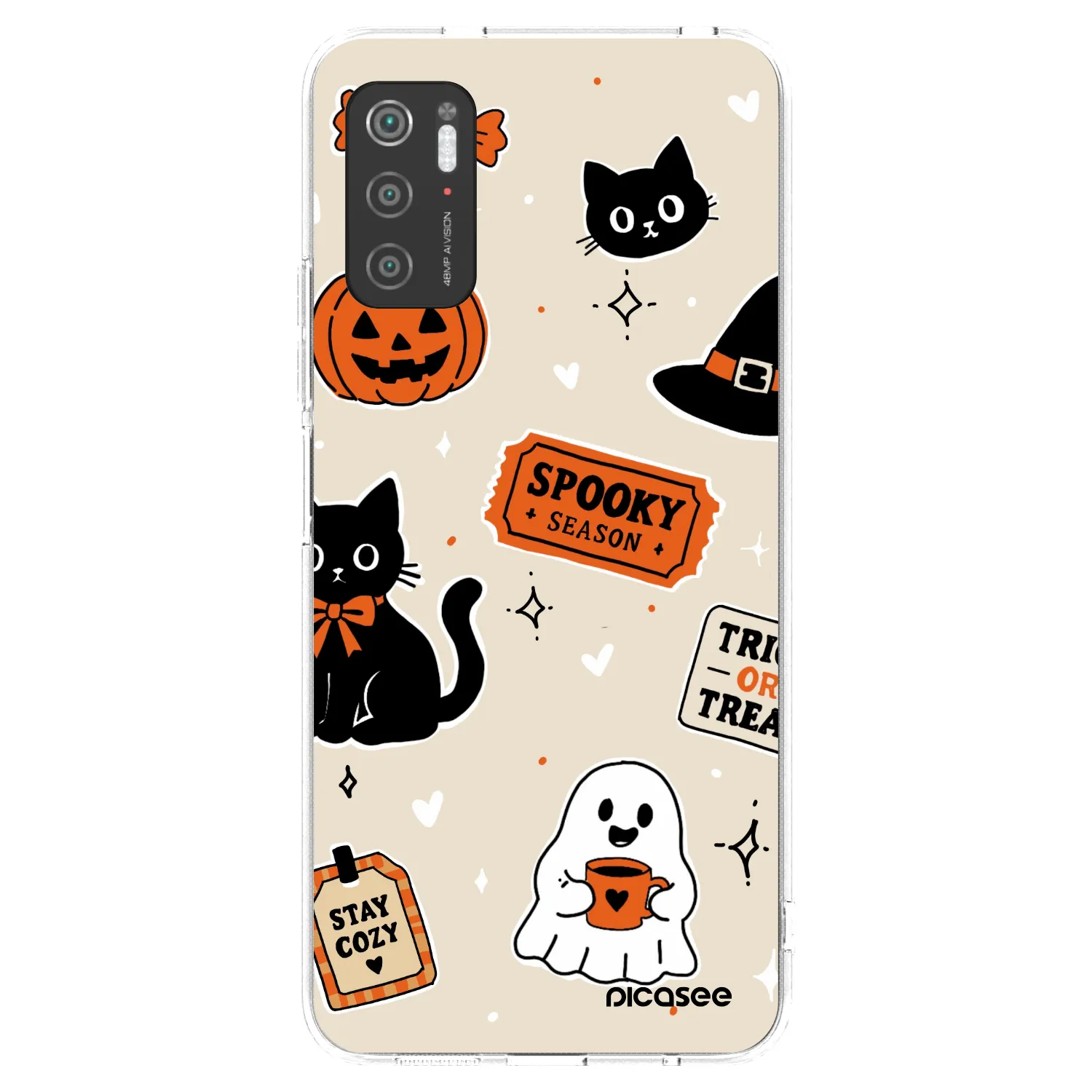 Picasee silikonowe przeźroczyste etui na Xiaomi Poco M3 Pro 5G - Halloween stickers