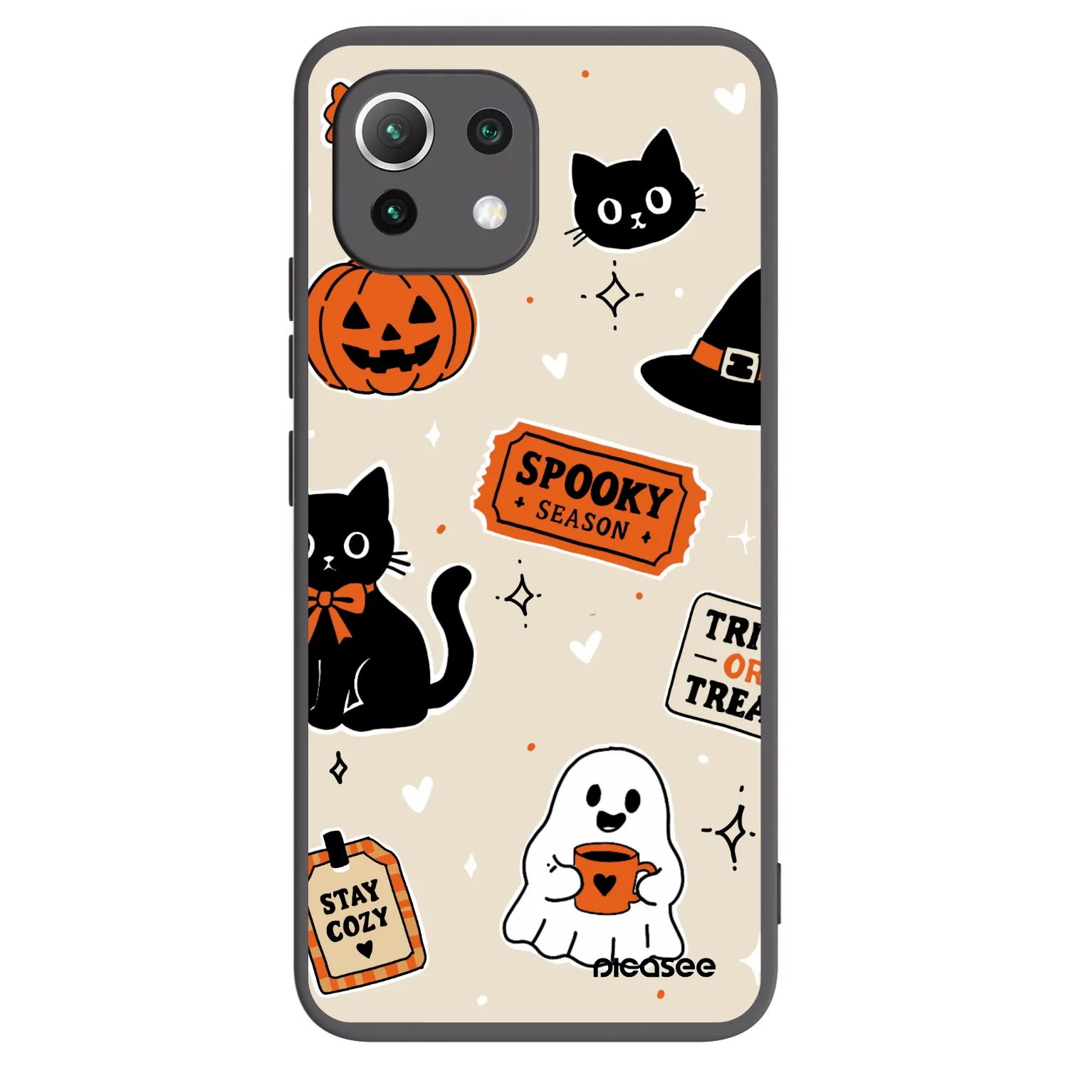 Picasee silikonowe czarne etui na Xiaomi 11 Lite 5G NE - Halloween stickers