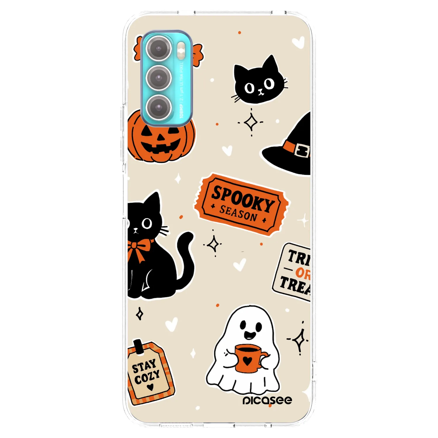 Picasee silikonowe przeźroczyste etui na Motorola Moto G60 - Halloween stickers