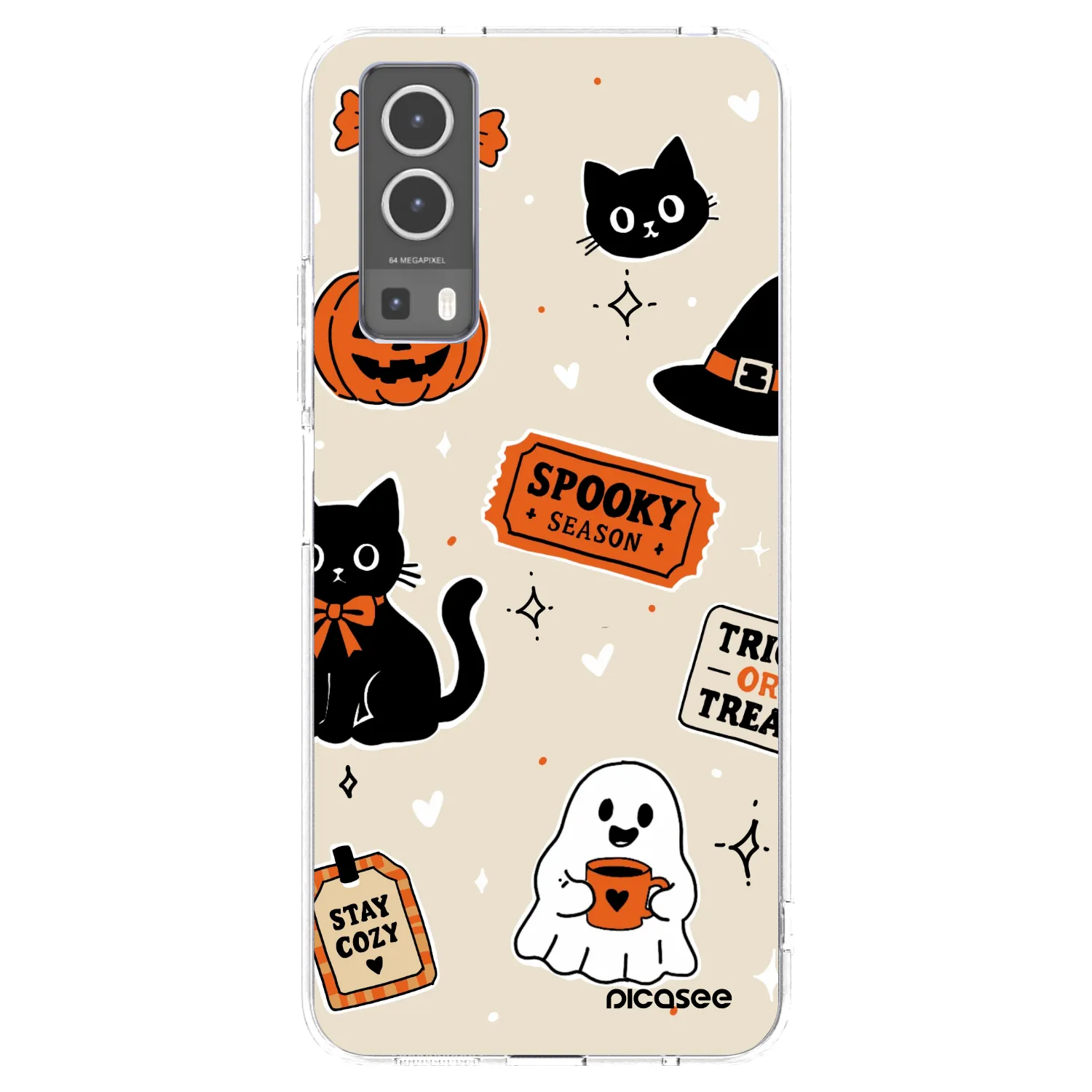 Picasee silikonowe przeźroczyste etui na Vivo Y72 5G - Halloween stickers