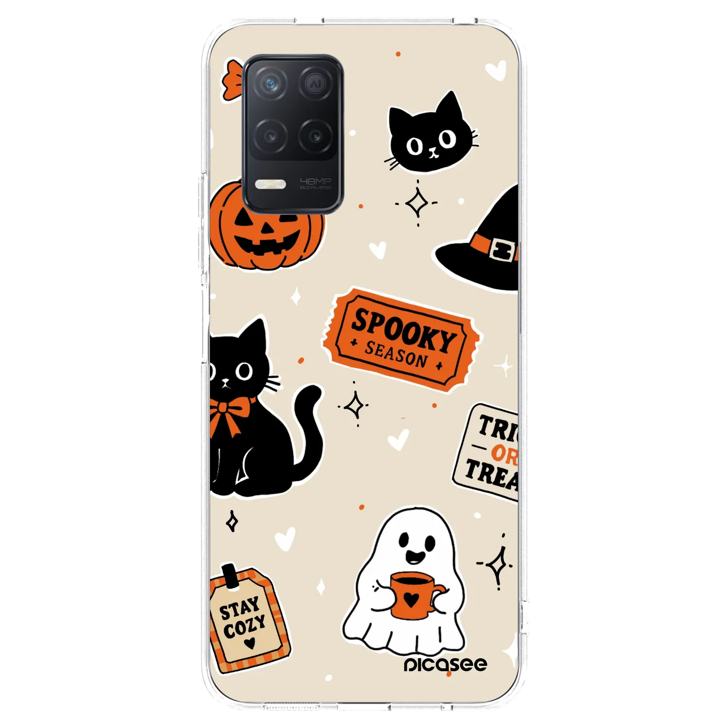 Picasee silikonowe przeźroczyste etui na Realme 8 5G - Halloween stickers