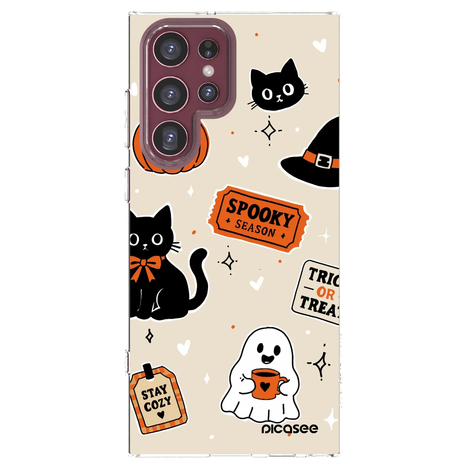Picasee silikonowe przeźroczyste etui na Samsung Galaxy S22 Ultra 5G - Halloween stickers