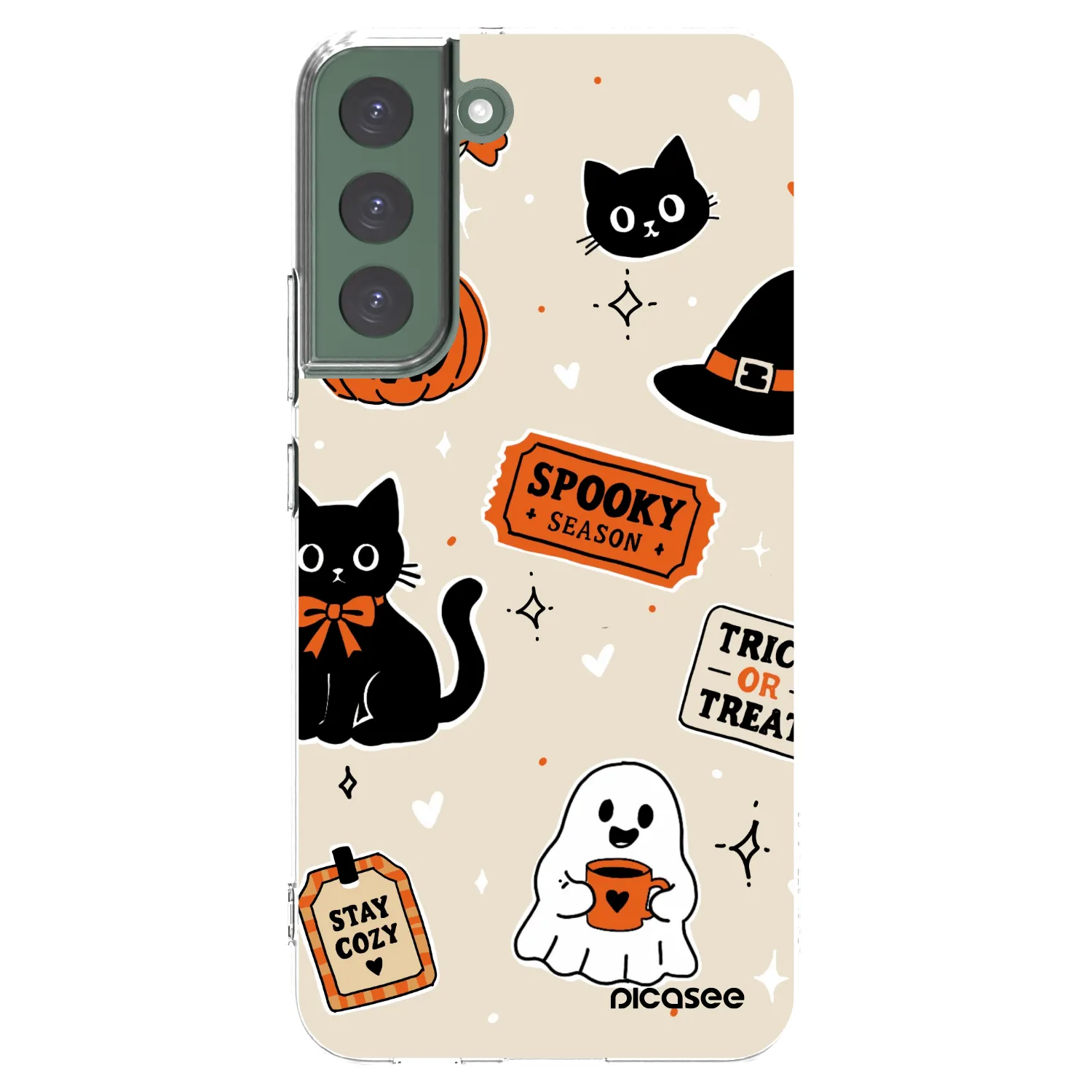 Picasee silikonowe przeźroczyste etui na Samsung Galaxy S22+ 5G - Halloween stickers