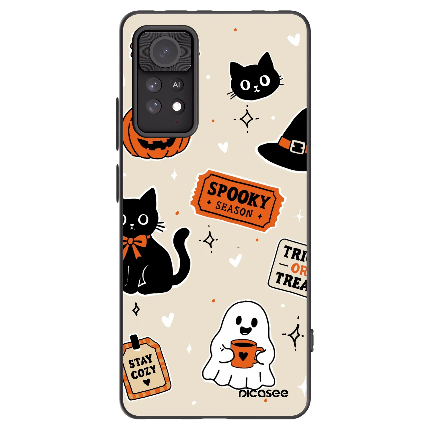 Picasee silikonowe czarne etui na Xiaomi Redmi Note 11 Pro - Halloween stickers