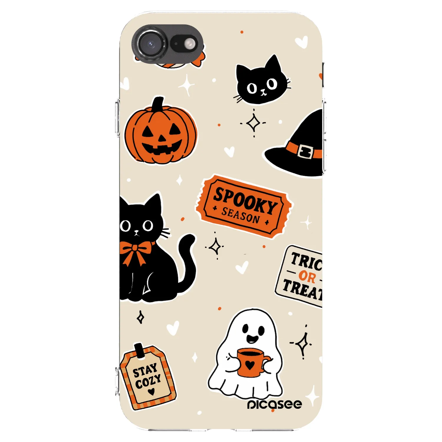 Picasee silikonowe przeźroczyste etui na Apple iPhone SE 2022 - Halloween stickers