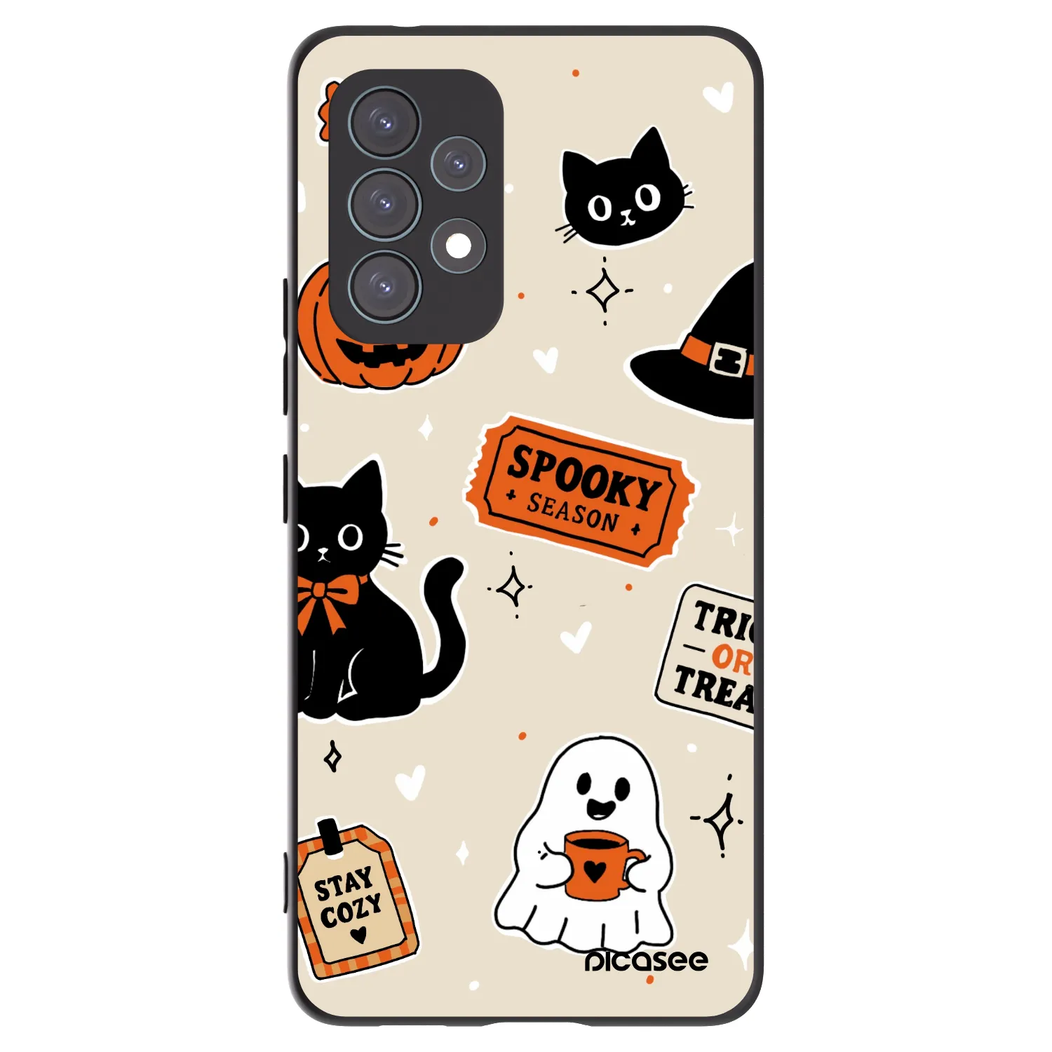 Picasee silikonowe czarne etui na Samsung Galaxy A53 5G A536 - Halloween stickers