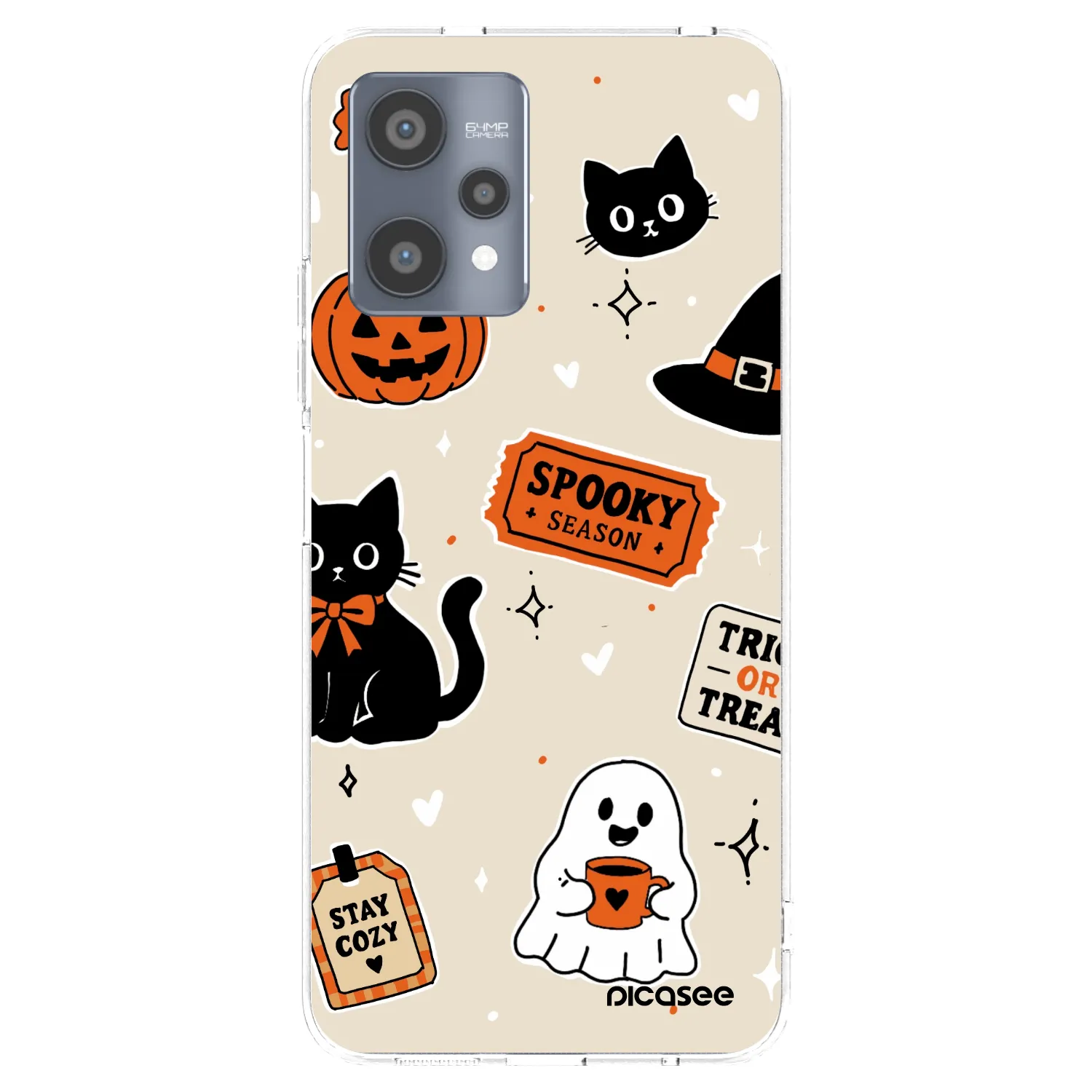 Picasee silikonowe przeźroczyste etui na Realme 9 Pro 5G - Halloween stickers
