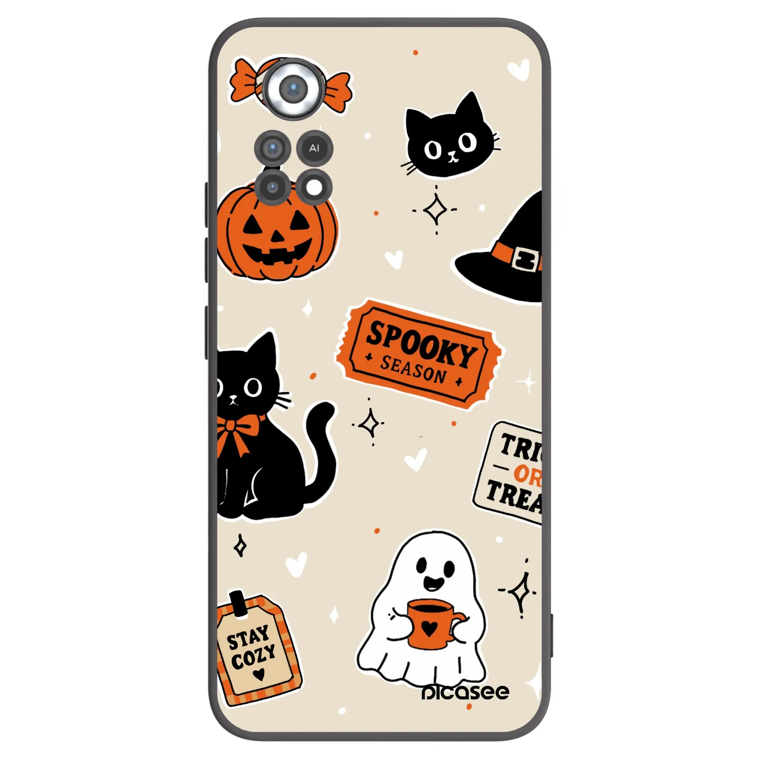 Picasee silikonowe czarne etui na Xiaomi Poco X4 Pro 5G - Halloween stickers