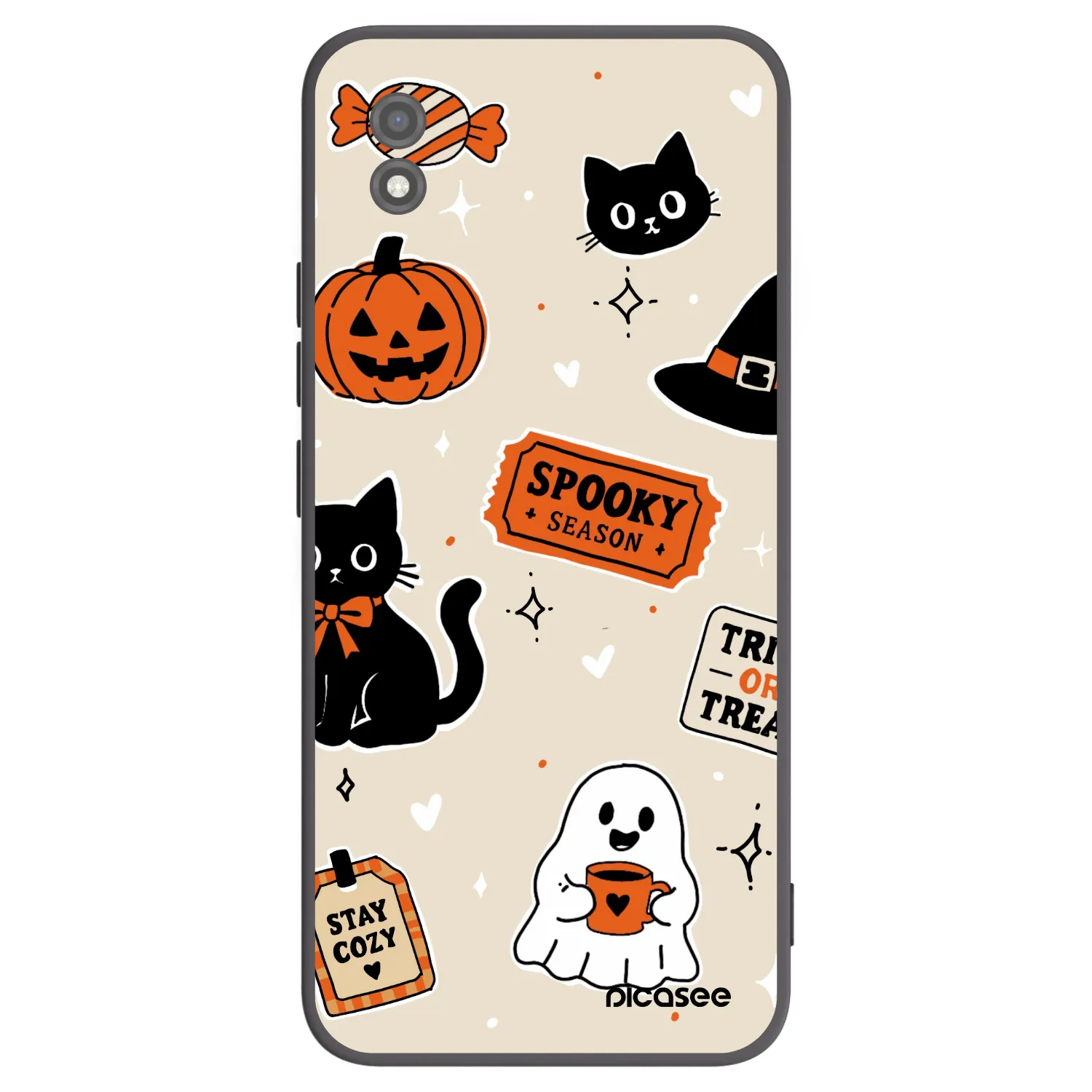 Picasee silikonowe czarne etui na Realme C11 (2021) - Halloween stickers