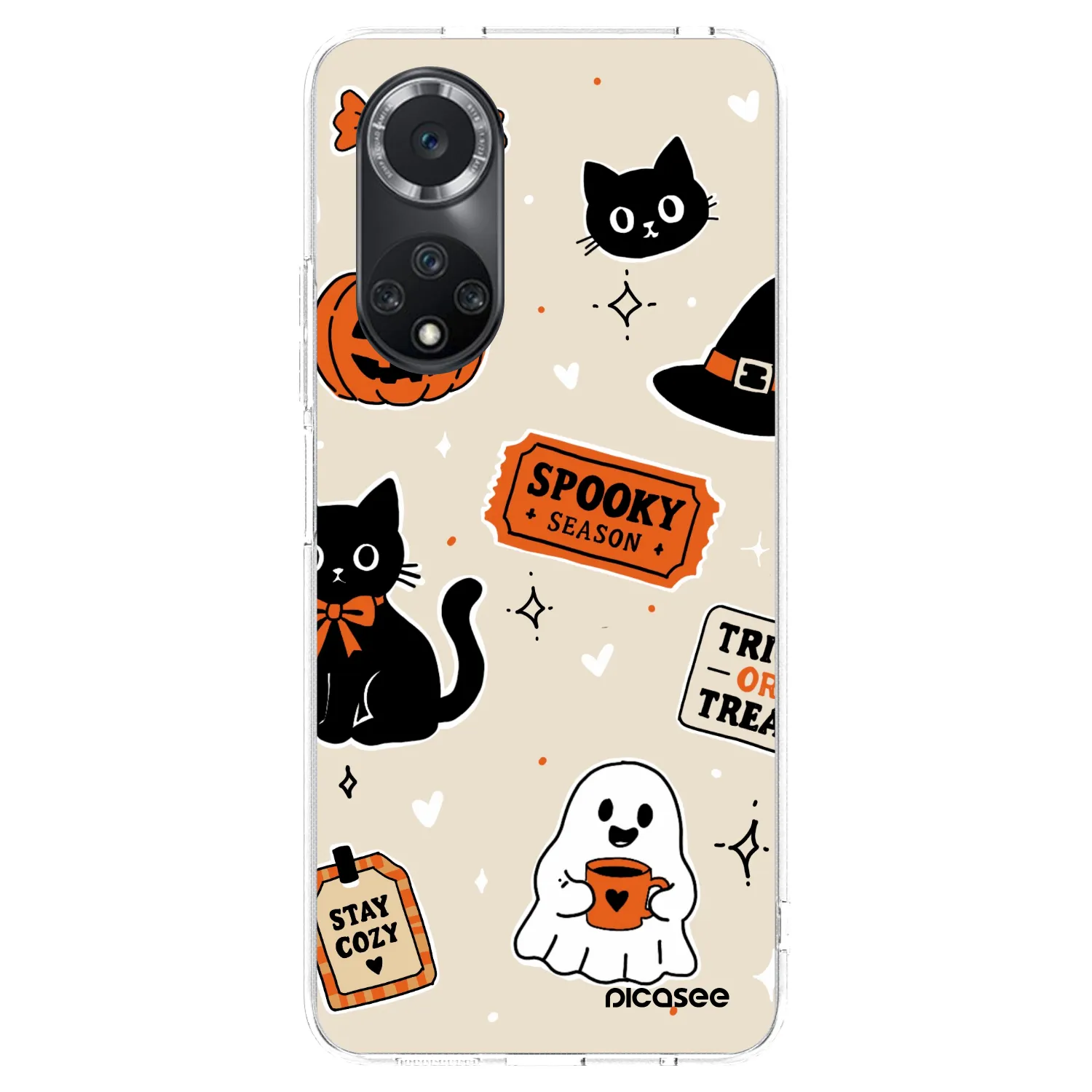 Picasee silikonowe przeźroczyste etui na Huawei Nova 9 SE - Halloween stickers