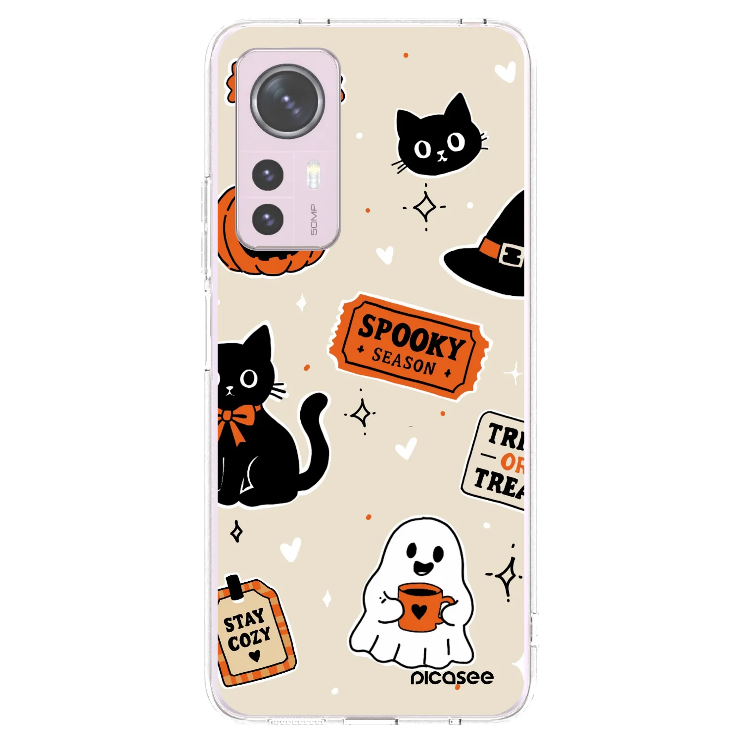 Picasee silikonowe przeźroczyste etui na Xiaomi 12 - Halloween stickers