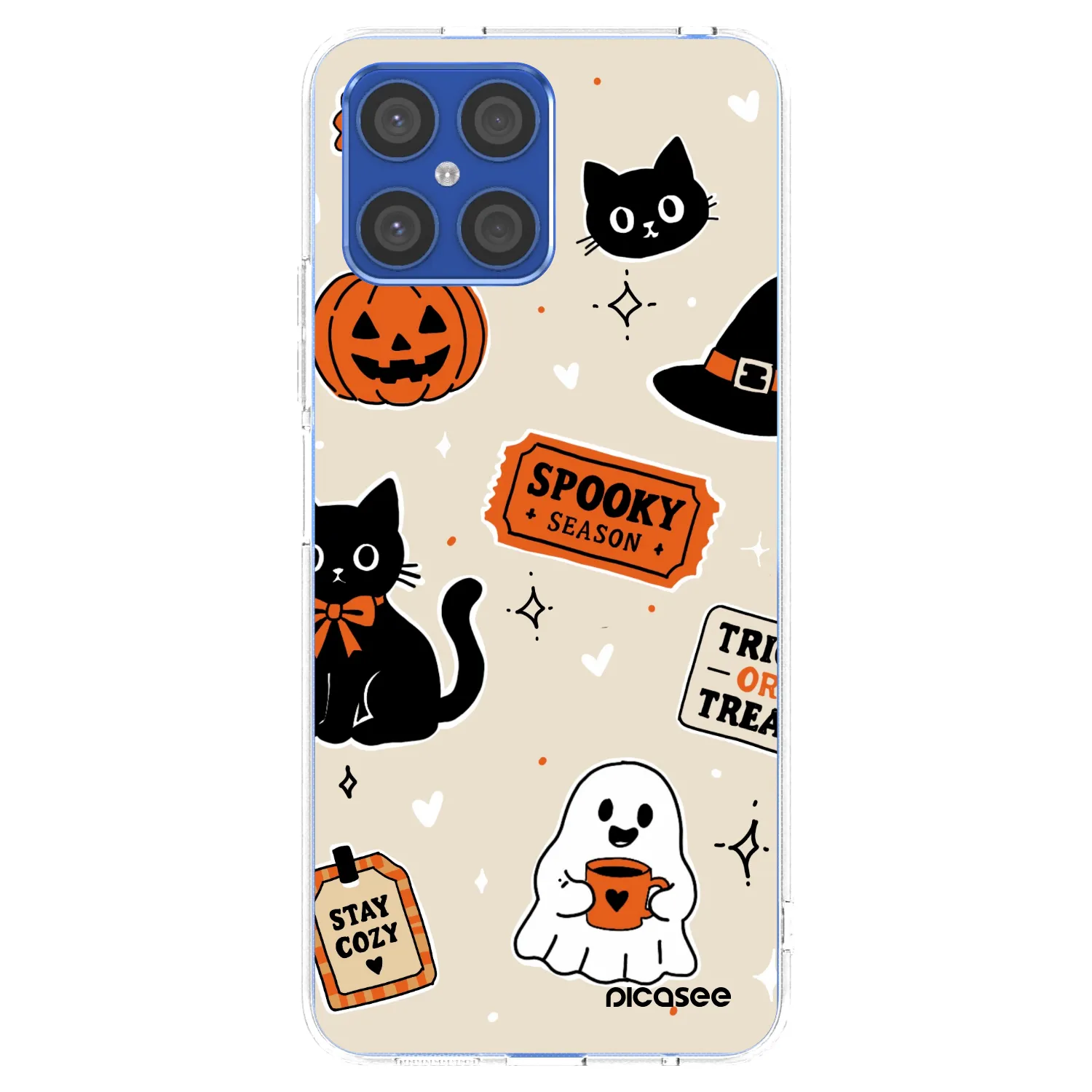 Picasee silikonowe przeźroczyste etui na Honor X8 4G - Halloween stickers