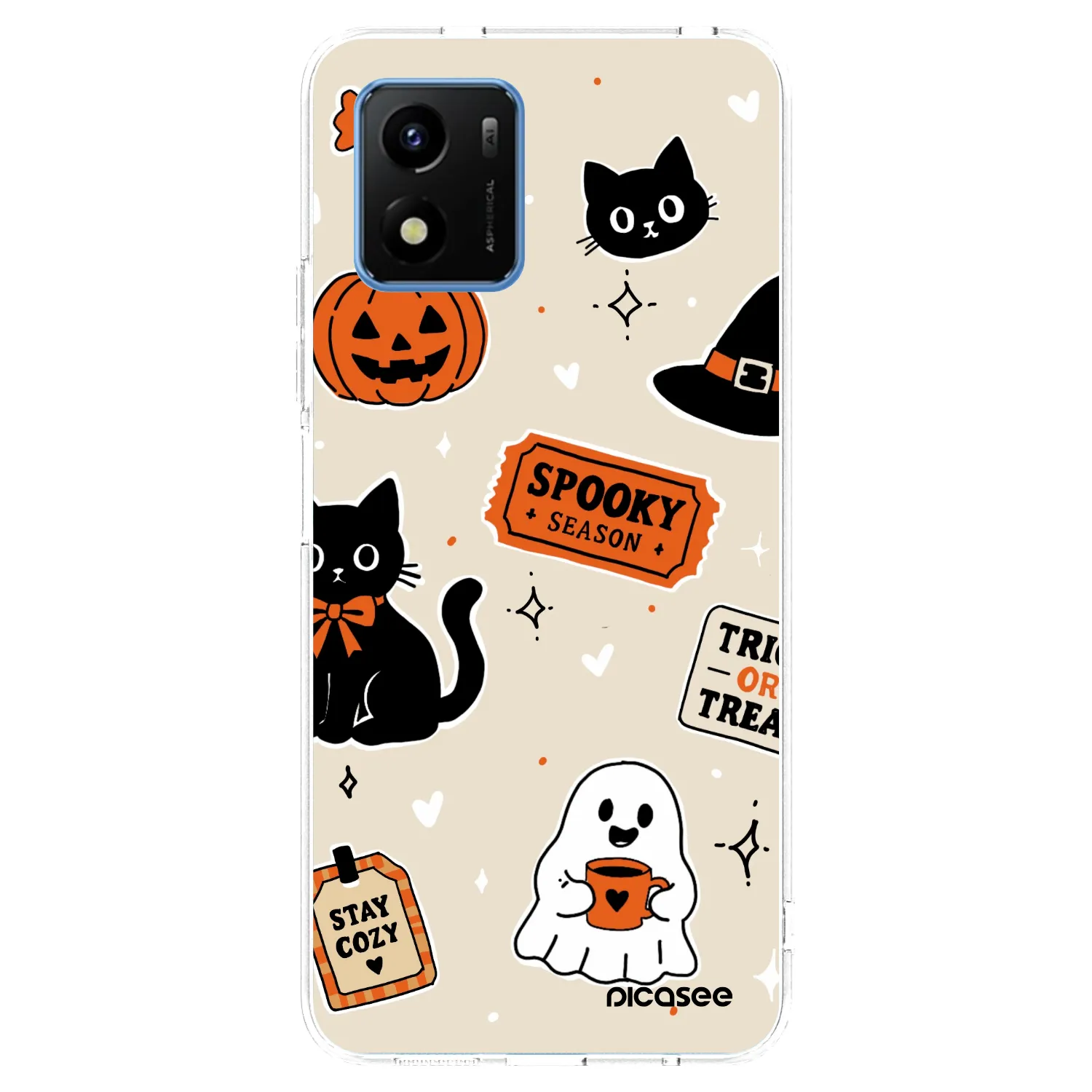 Picasee silikonowe przeźroczyste etui na Vivo Y01 - Halloween stickers