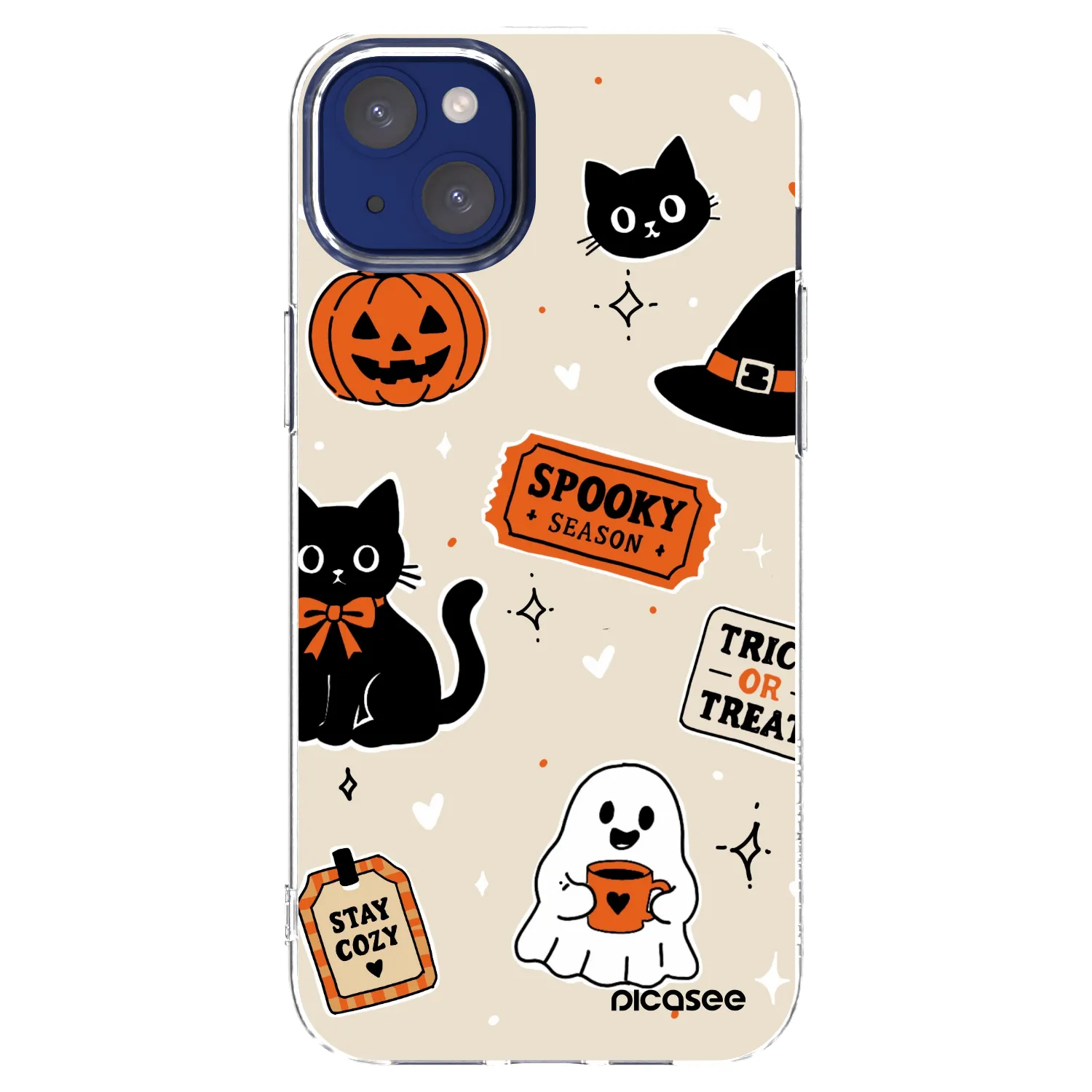 Picasee silikonowe przeźroczyste etui na Apple iPhone 14 Plus - Halloween stickers