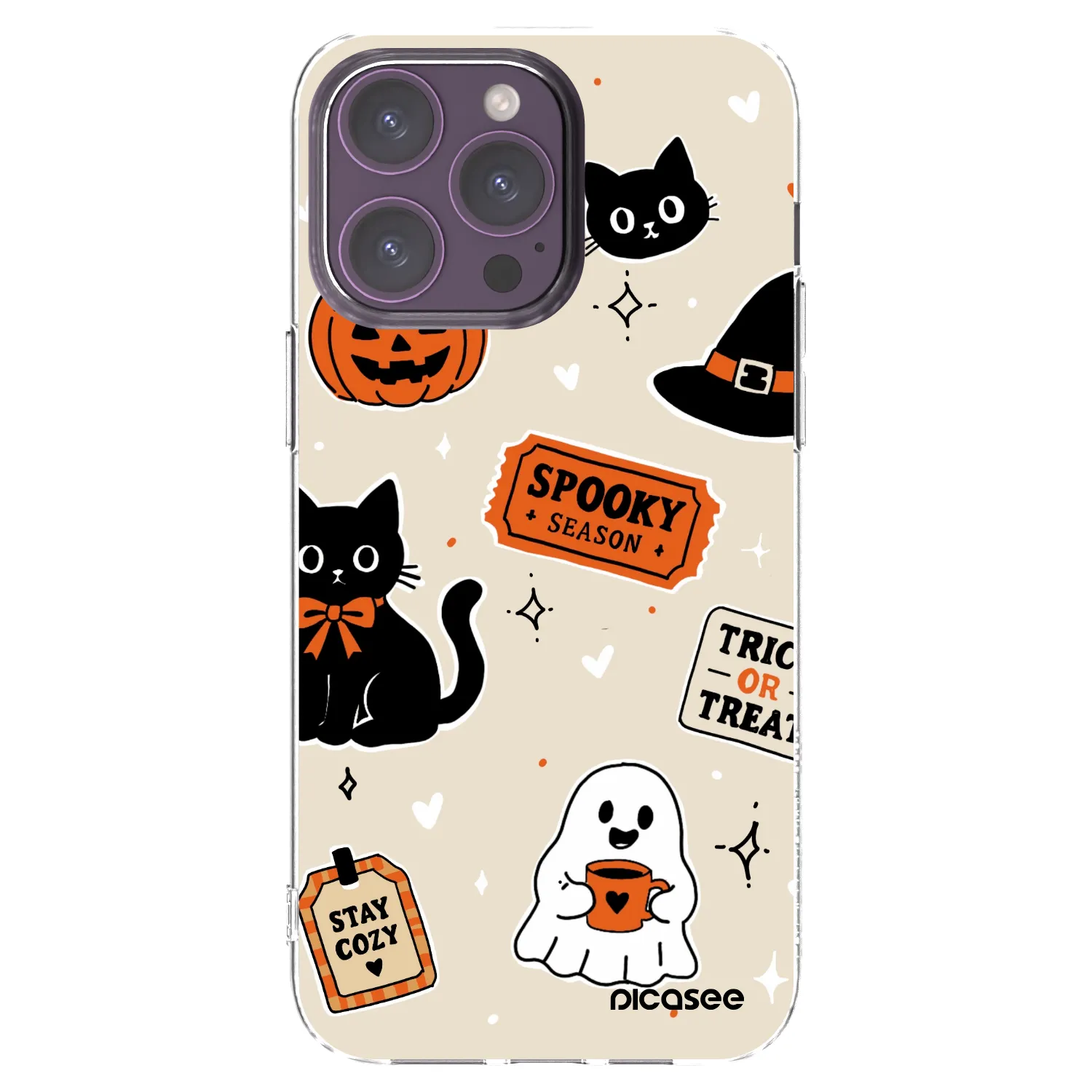 Picasee silikonowe przeźroczyste etui na Apple iPhone 14 Pro Max - Halloween stickers