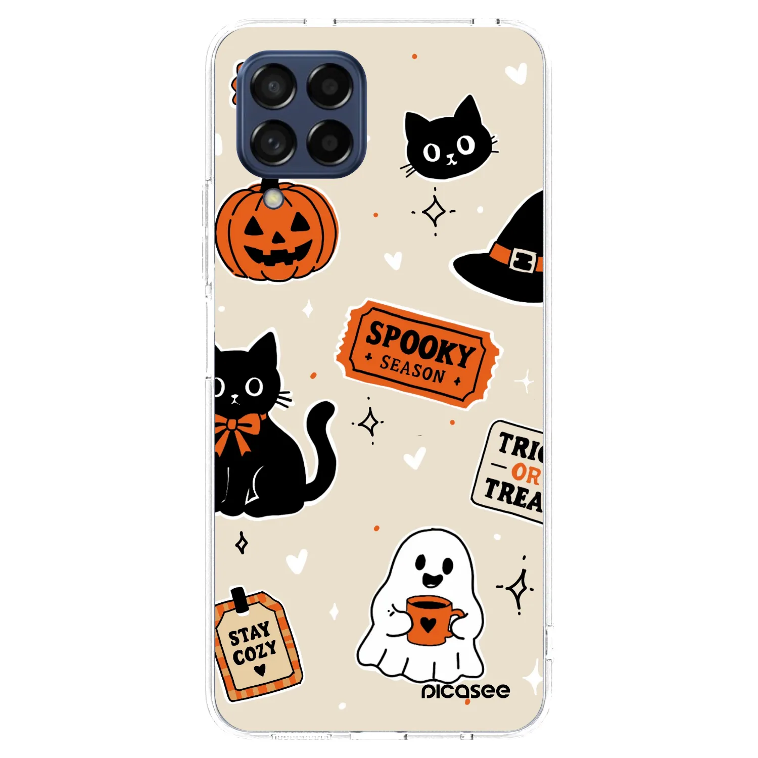 Picasee silikonowe przeźroczyste etui na Samsung Galaxy M53 5G - Halloween stickers