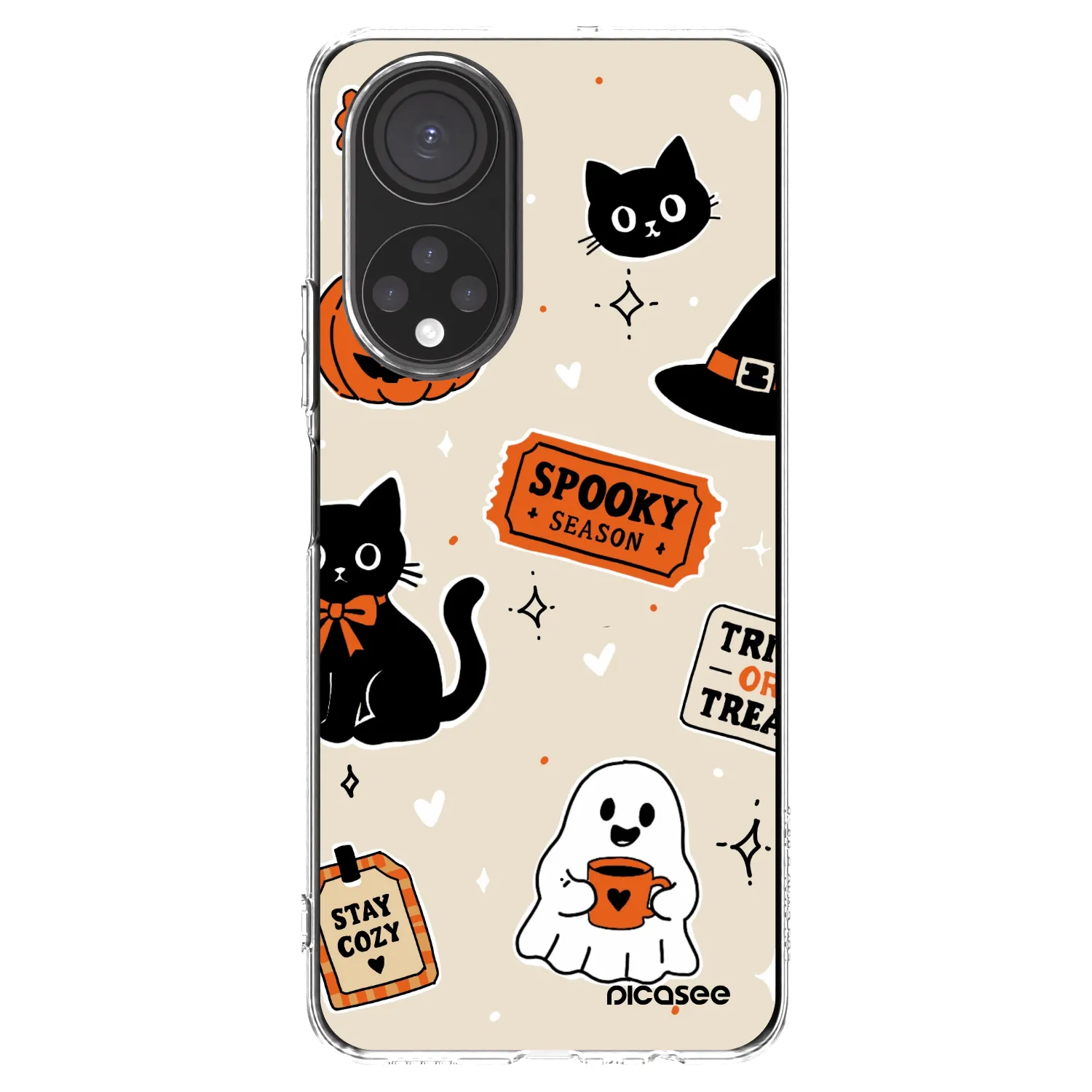 Picasee silikonowe przeźroczyste etui na Honor X7 - Halloween stickers