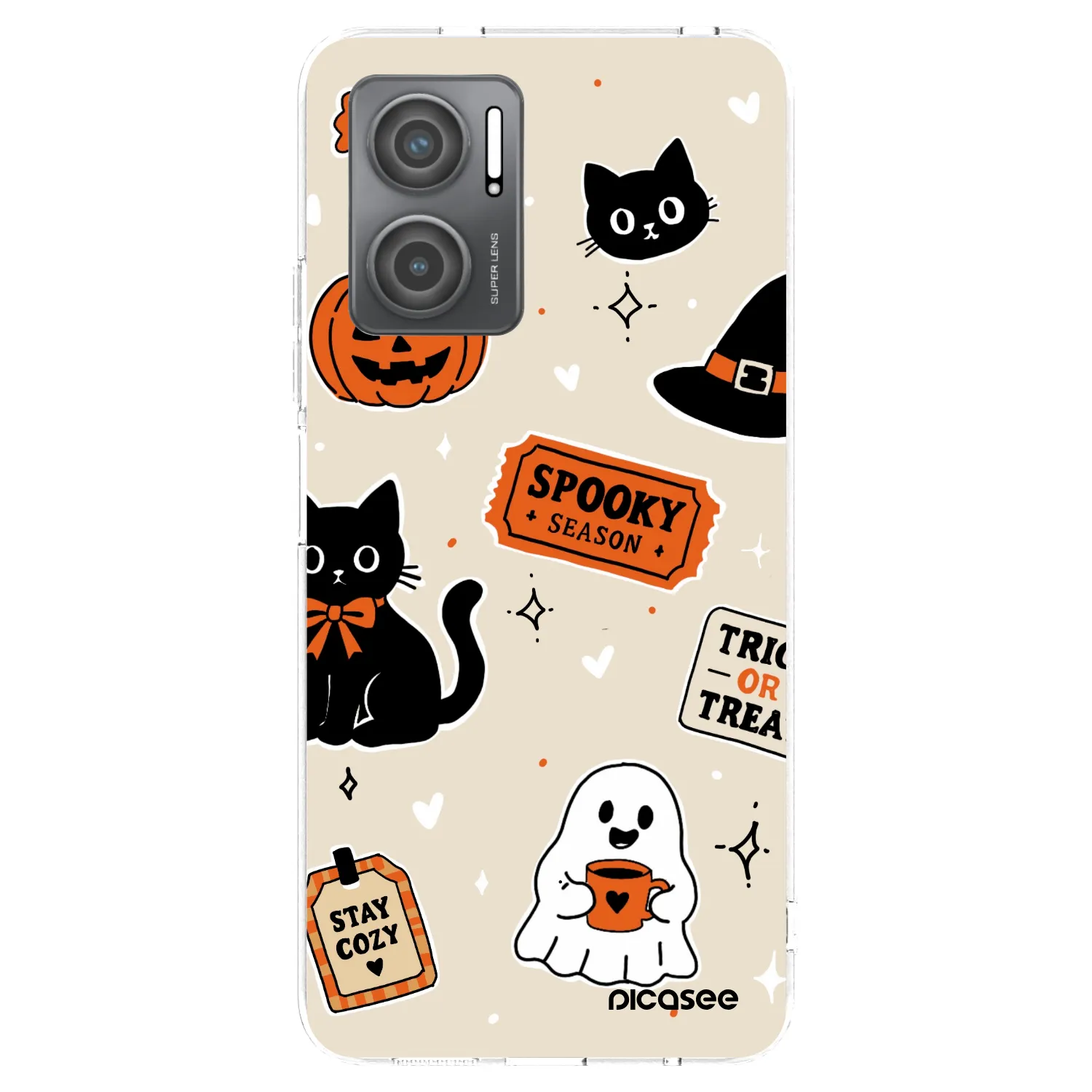 Picasee silikonowe przeźroczyste etui na Xiaomi Redmi 10 5G - Halloween stickers