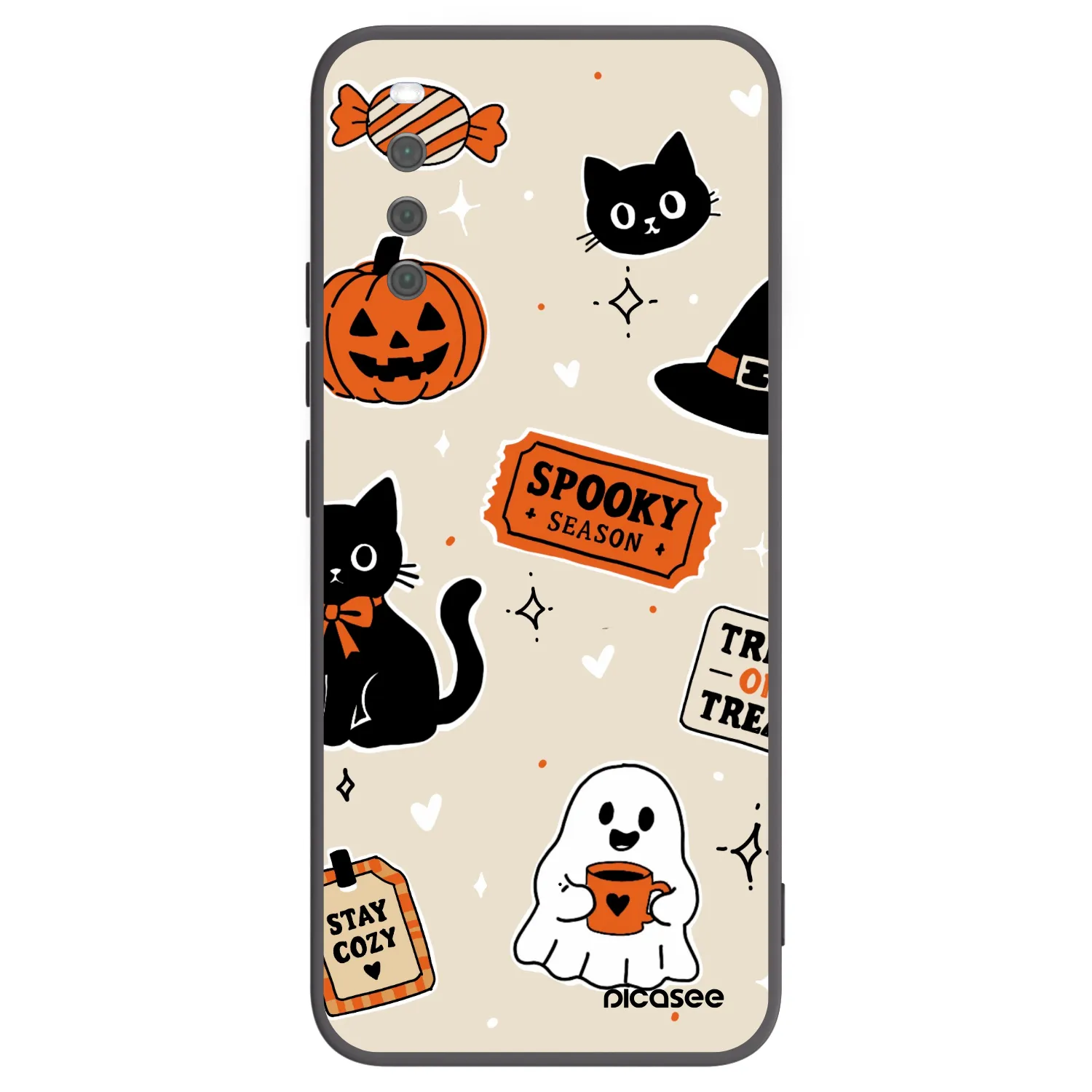 Picasee silikonowe czarne etui na Sony Xperia 10 III - Halloween stickers