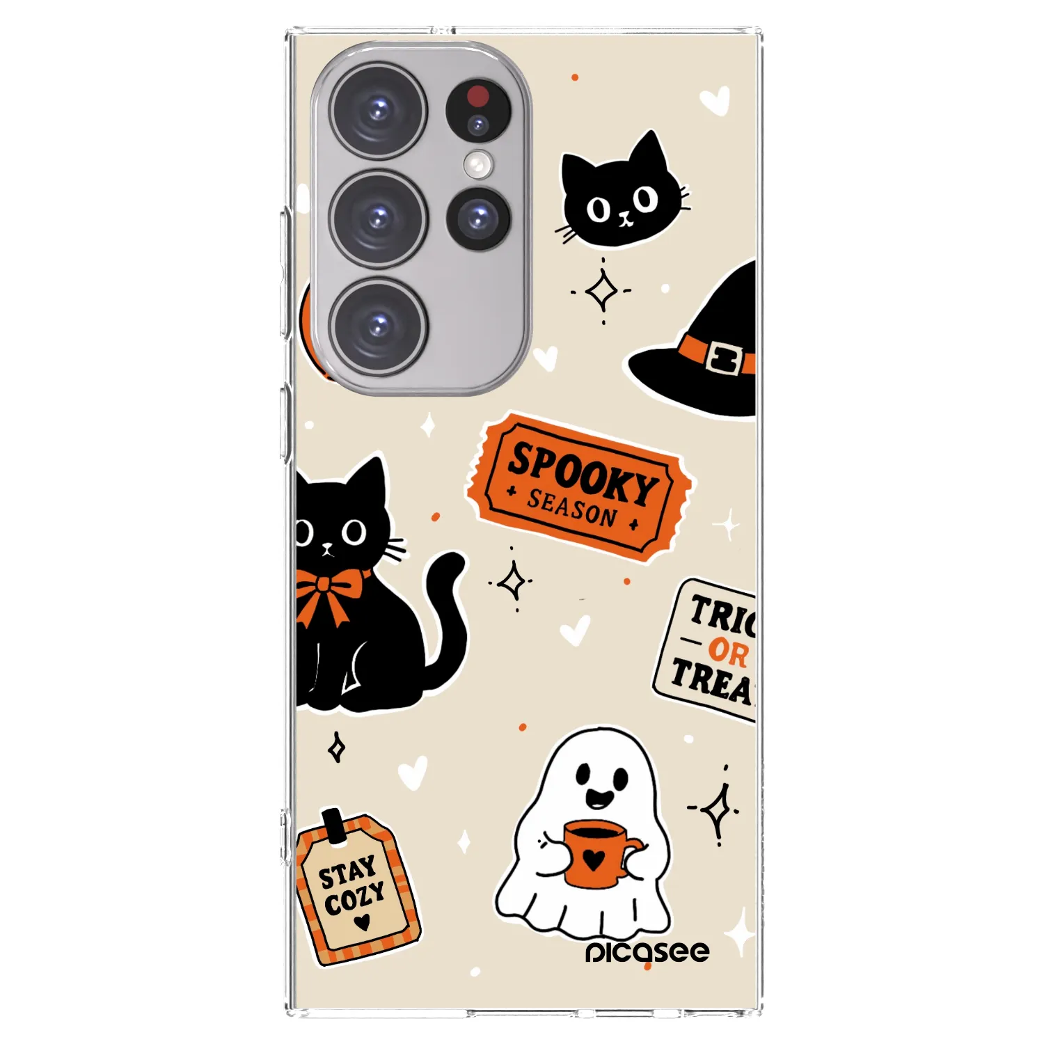 Picasee silikonowe przeźroczyste etui na Samsung Galaxy S23 Ultra 5G - Halloween stickers