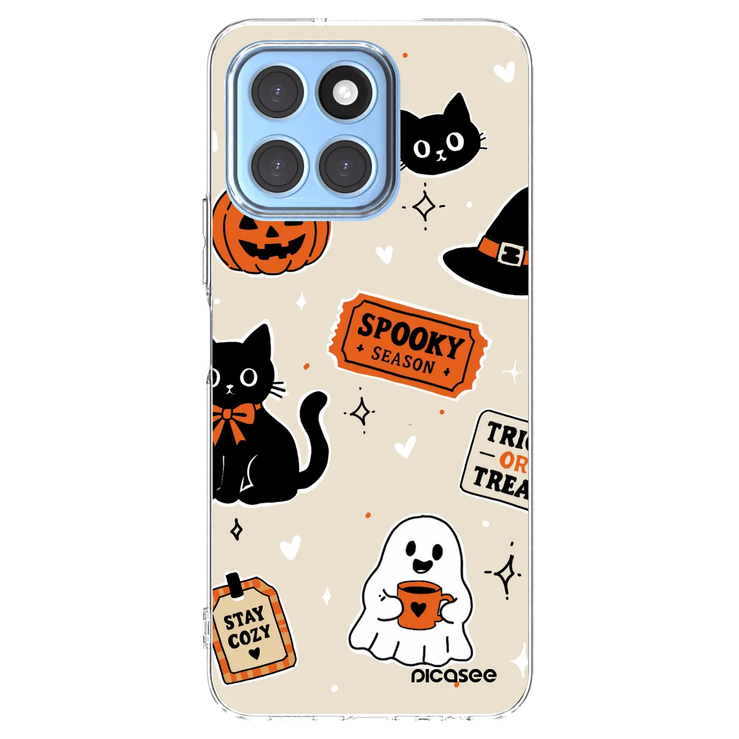 Picasee silikonowe przeźroczyste etui na Honor X8 5G - Halloween stickers