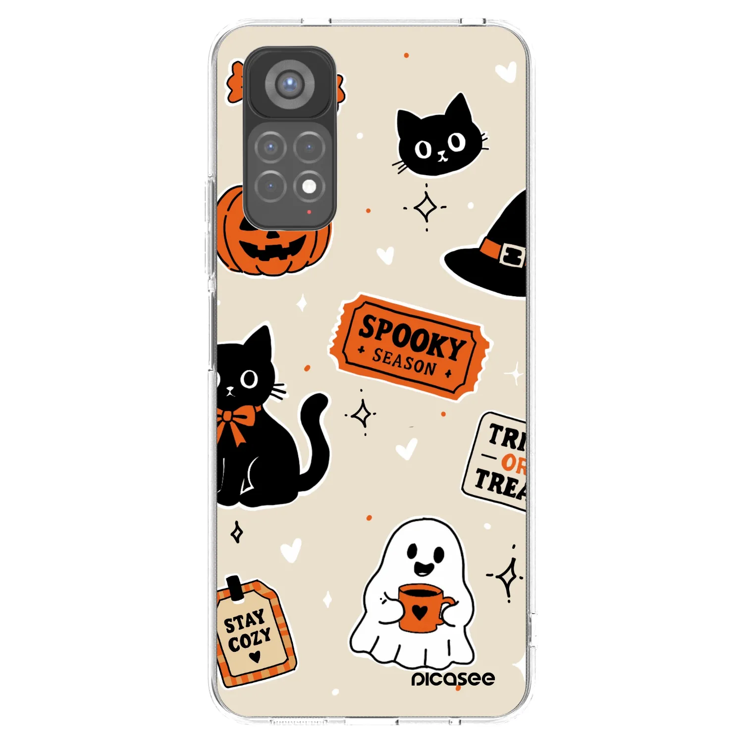 Picasee silikonowe przeźroczyste etui na Xiaomi Redmi Note 11S 5G - Halloween stickers