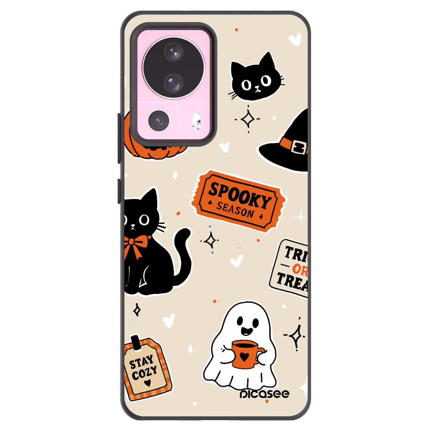 Picasee silikonowe czarne etui na Xiaomi 13 Lite - Halloween stickers