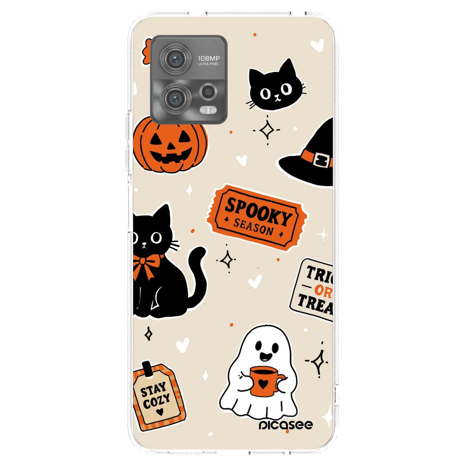 Picasee silikonowe przeźroczyste etui na Motorola Moto G72 - Halloween stickers