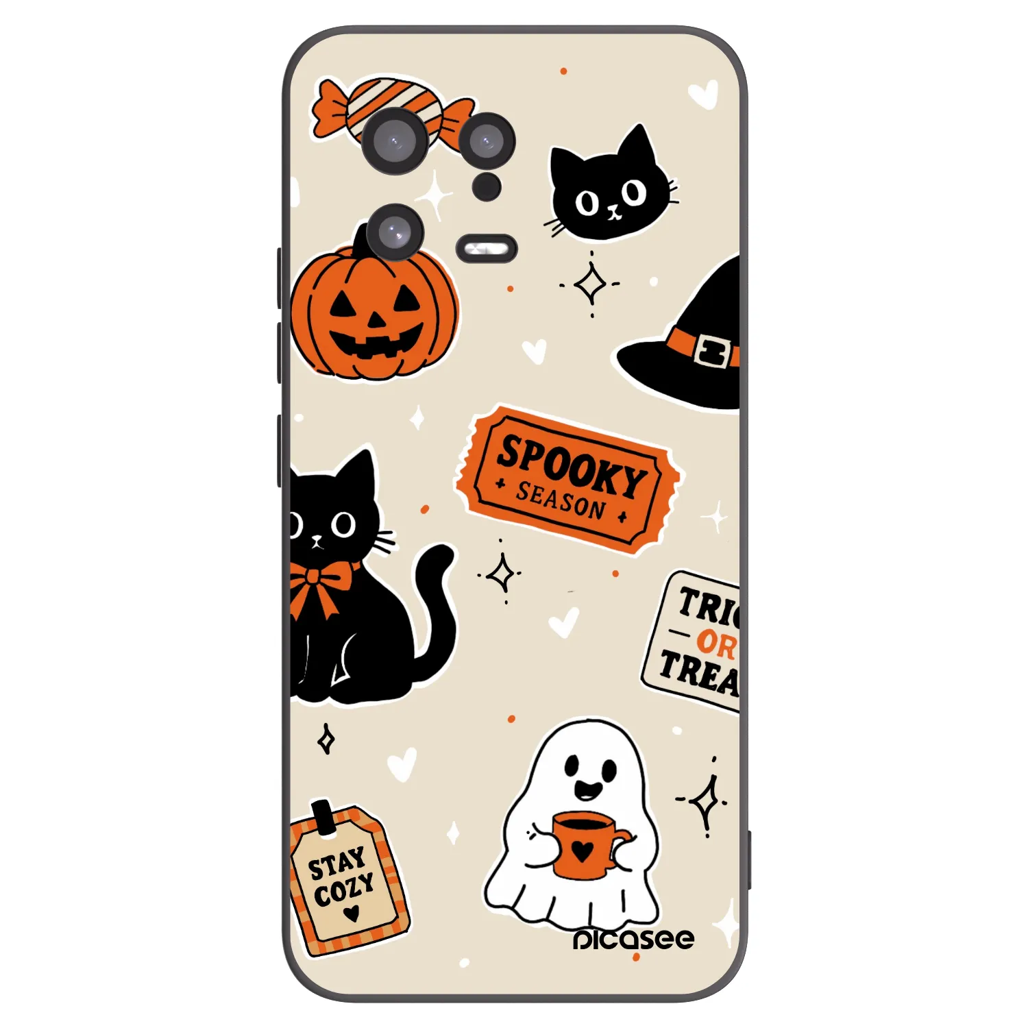 Picasee silikonowe czarne etui na Xiaomi 13 - Halloween stickers