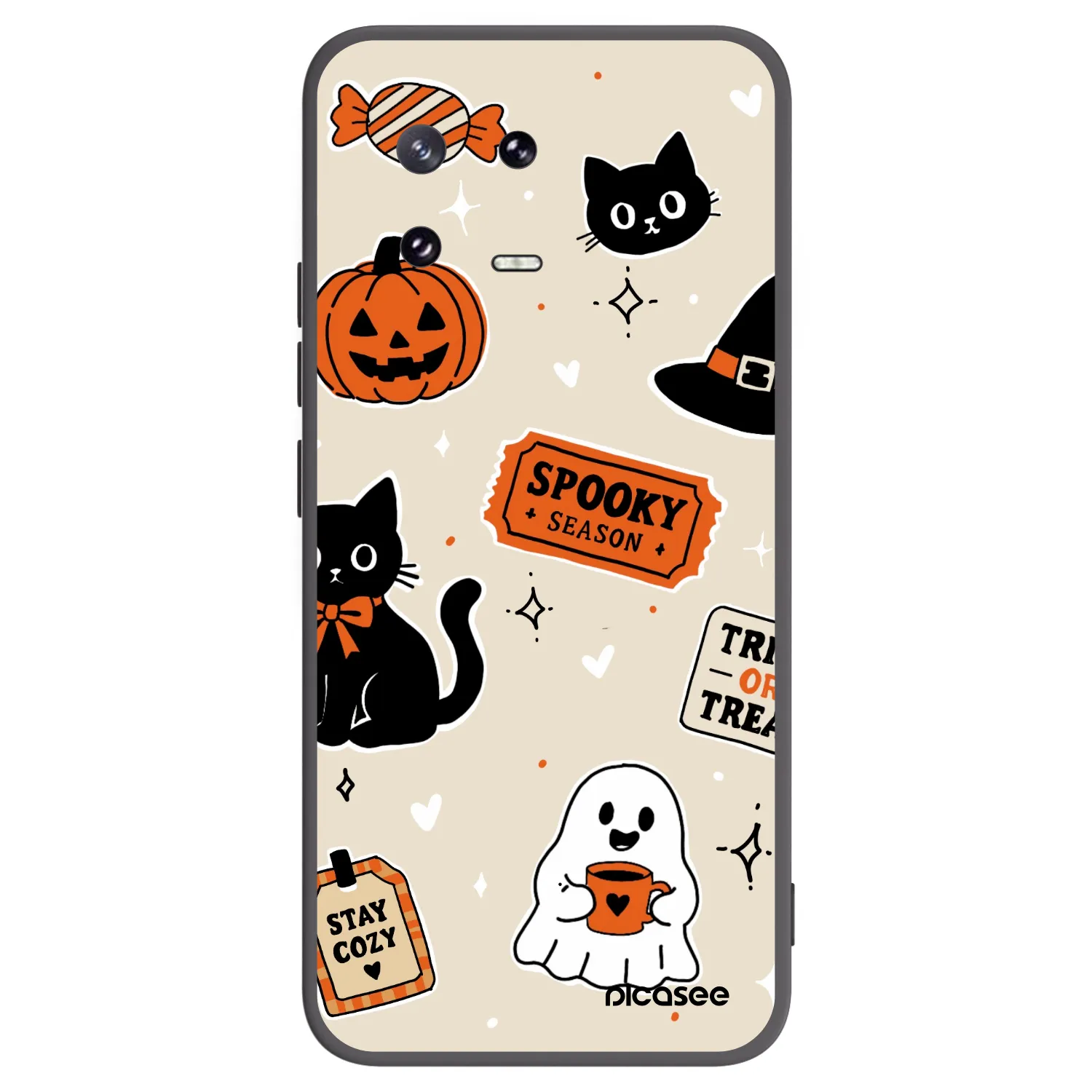 Picasee silikonowe czarne etui na Xiaomi 13 Pro - Halloween stickers
