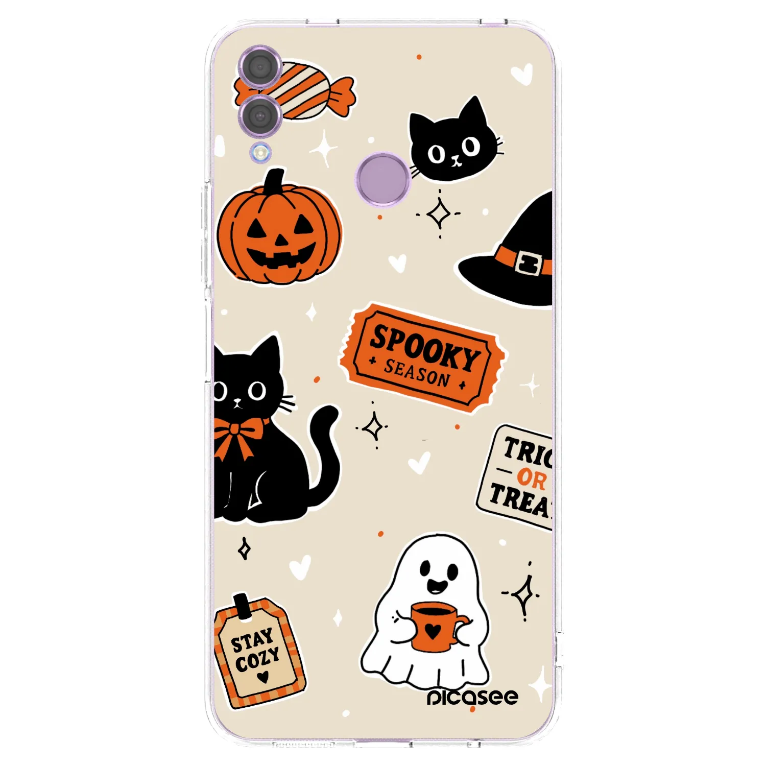 Picasee silikonowe przeźroczyste etui na Honor 8X - Halloween stickers