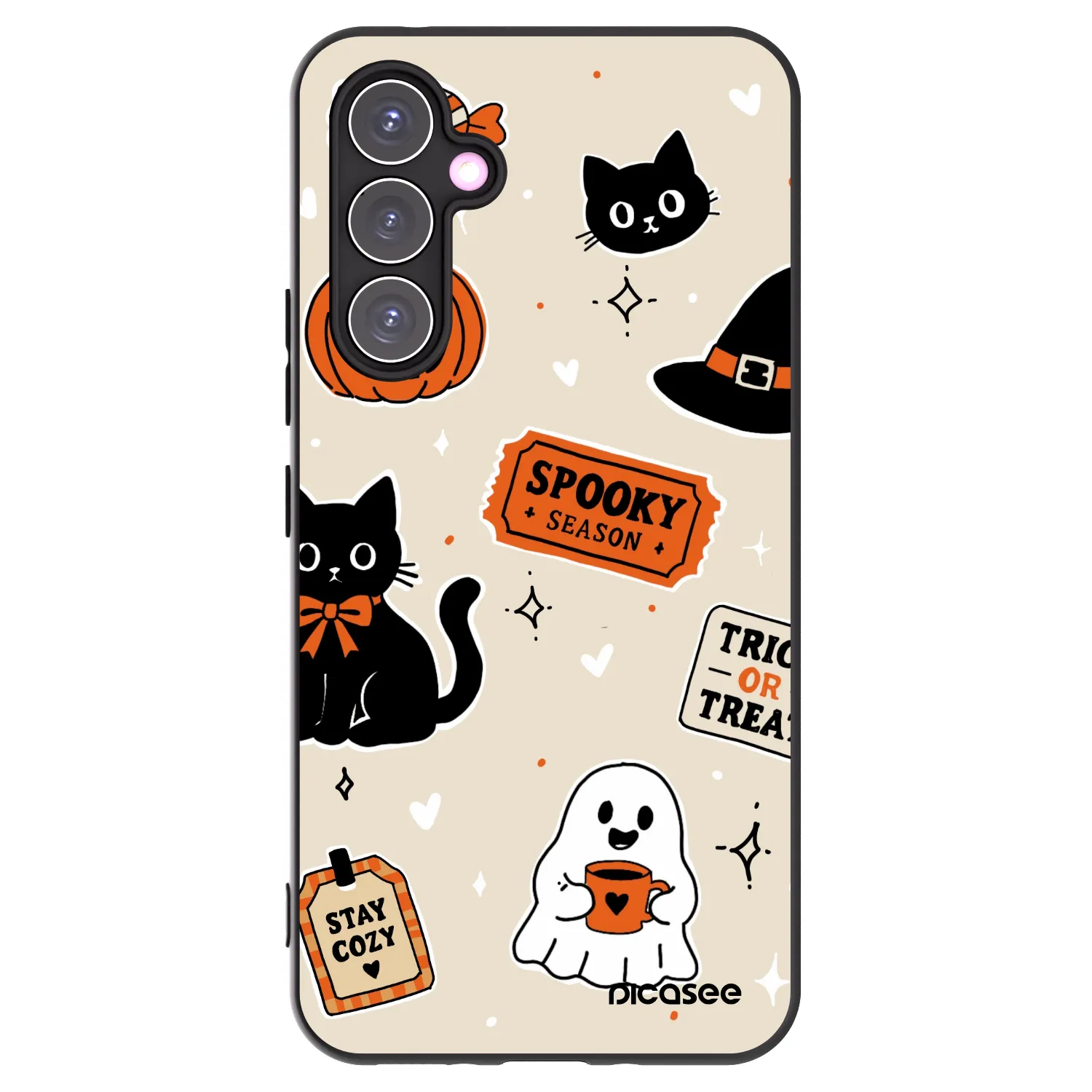 Picasee silikonowe czarne etui na Samsung Galaxy A54 5G A546B - Halloween stickers