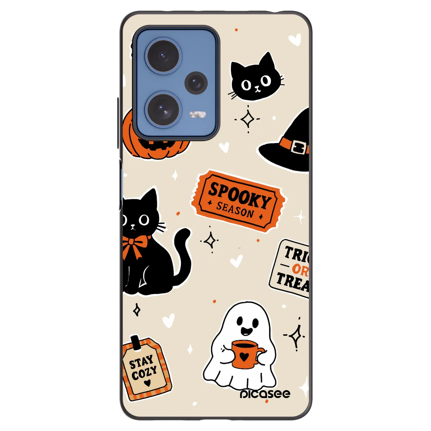 Picasee silikonowe czarne etui na Xiaomi Redmi Note 12 Pro 5G - Halloween stickers