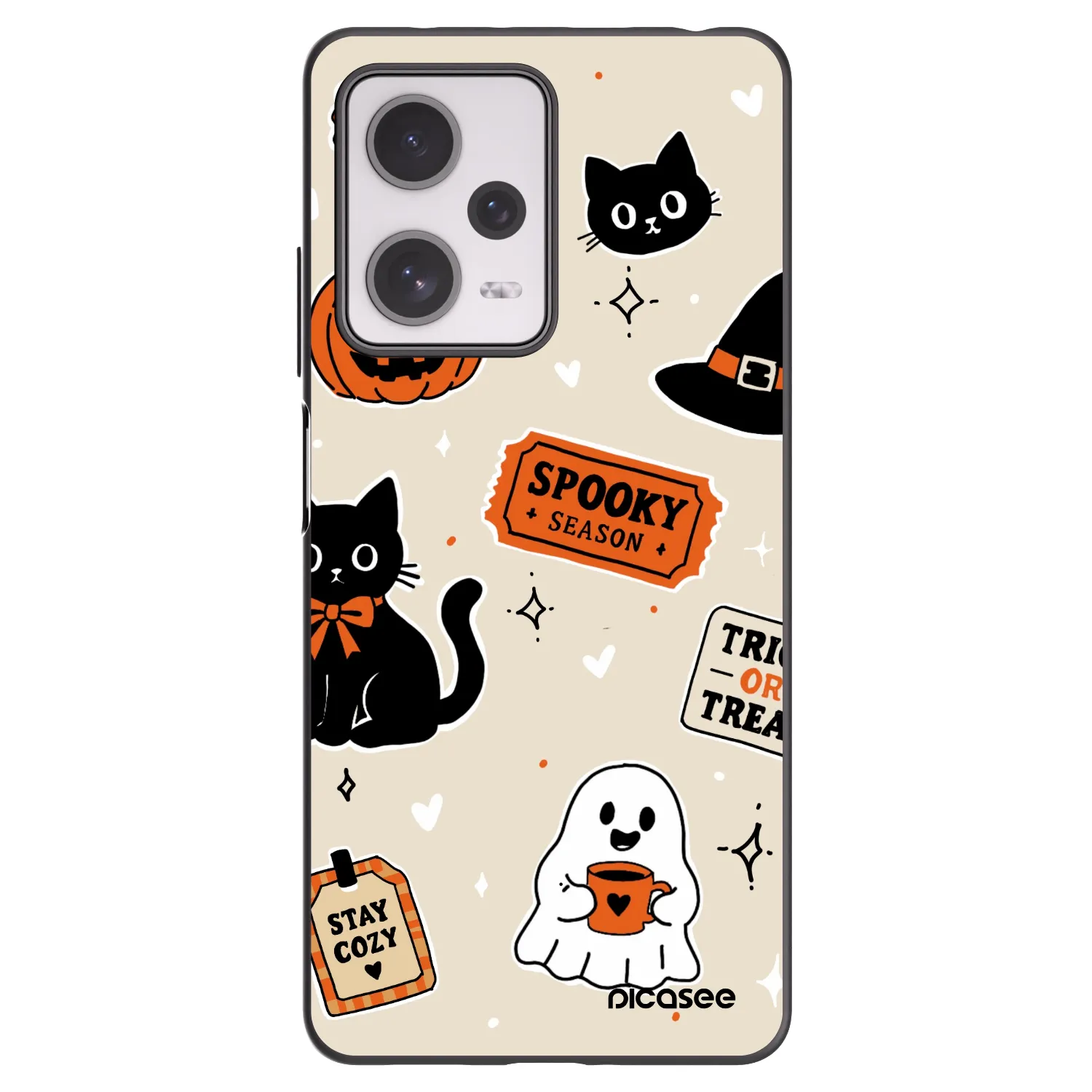 Picasee silikonowe czarne etui na Xiaomi Redmi Note 12 Pro+ 5G - Halloween stickers