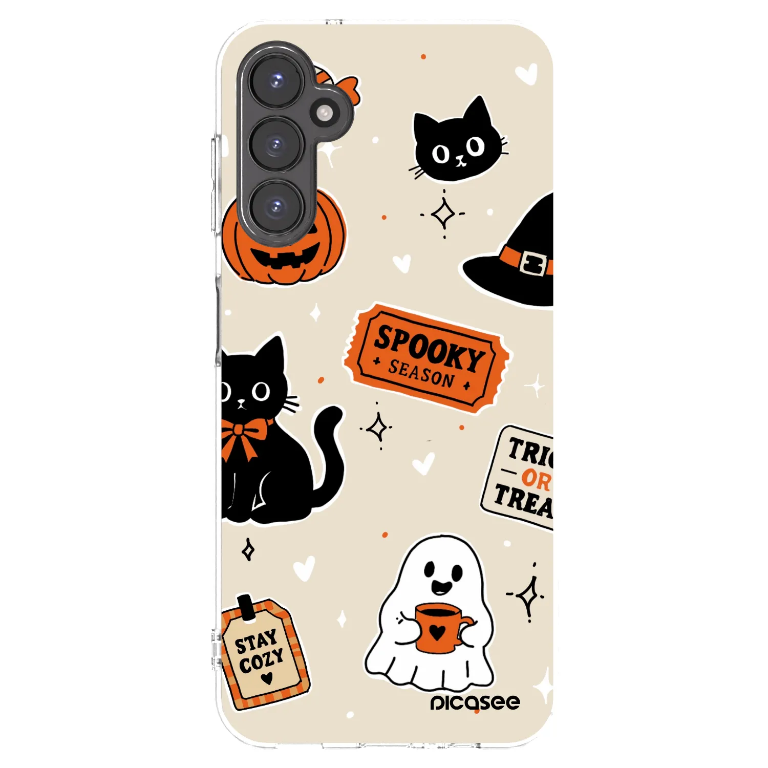 Picasee silikonowe przeźroczyste etui na Samsung Galaxy A14 4G A145R - Halloween stickers