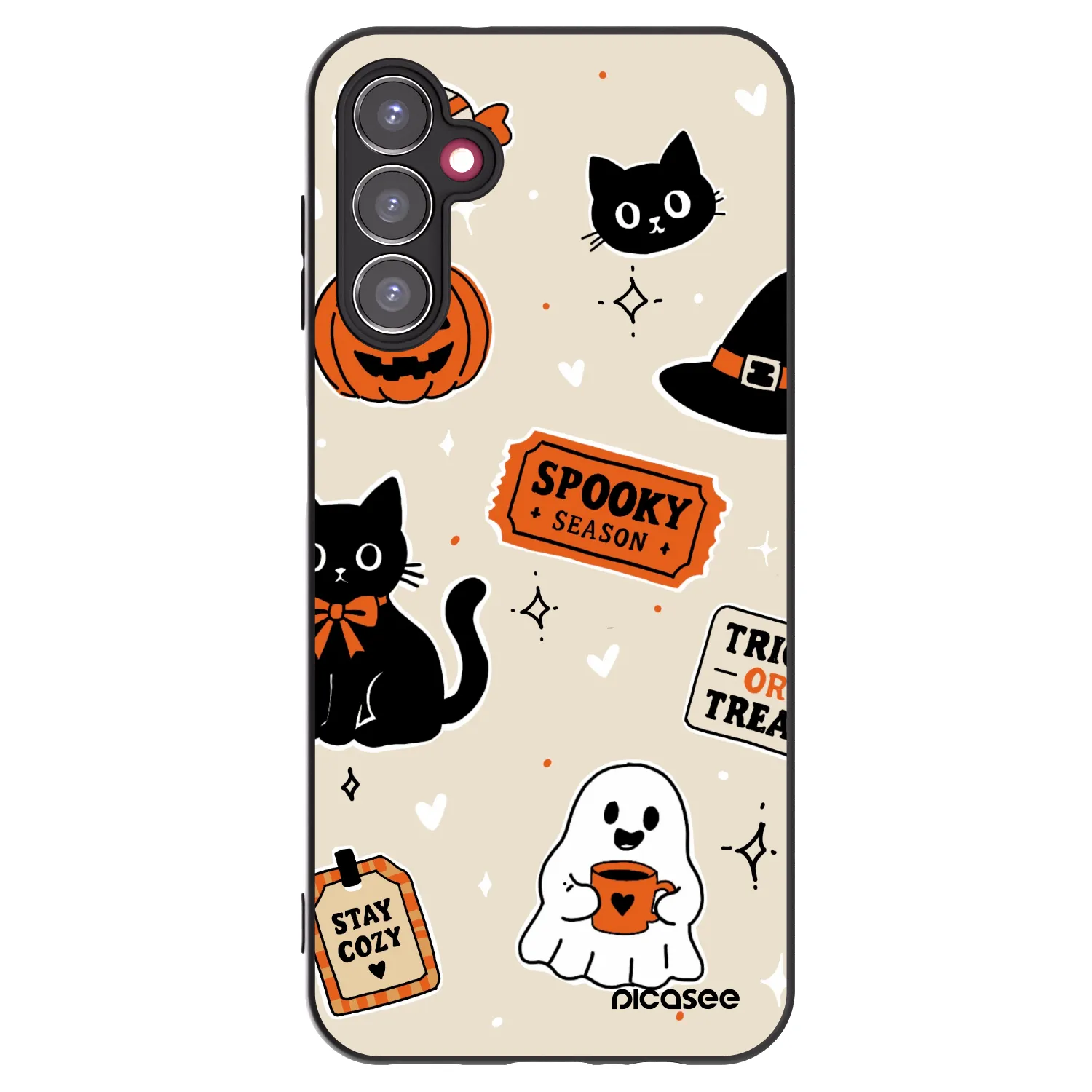 Picasee silikonowe czarne etui na Samsung Galaxy A14 5G A146P - Halloween stickers