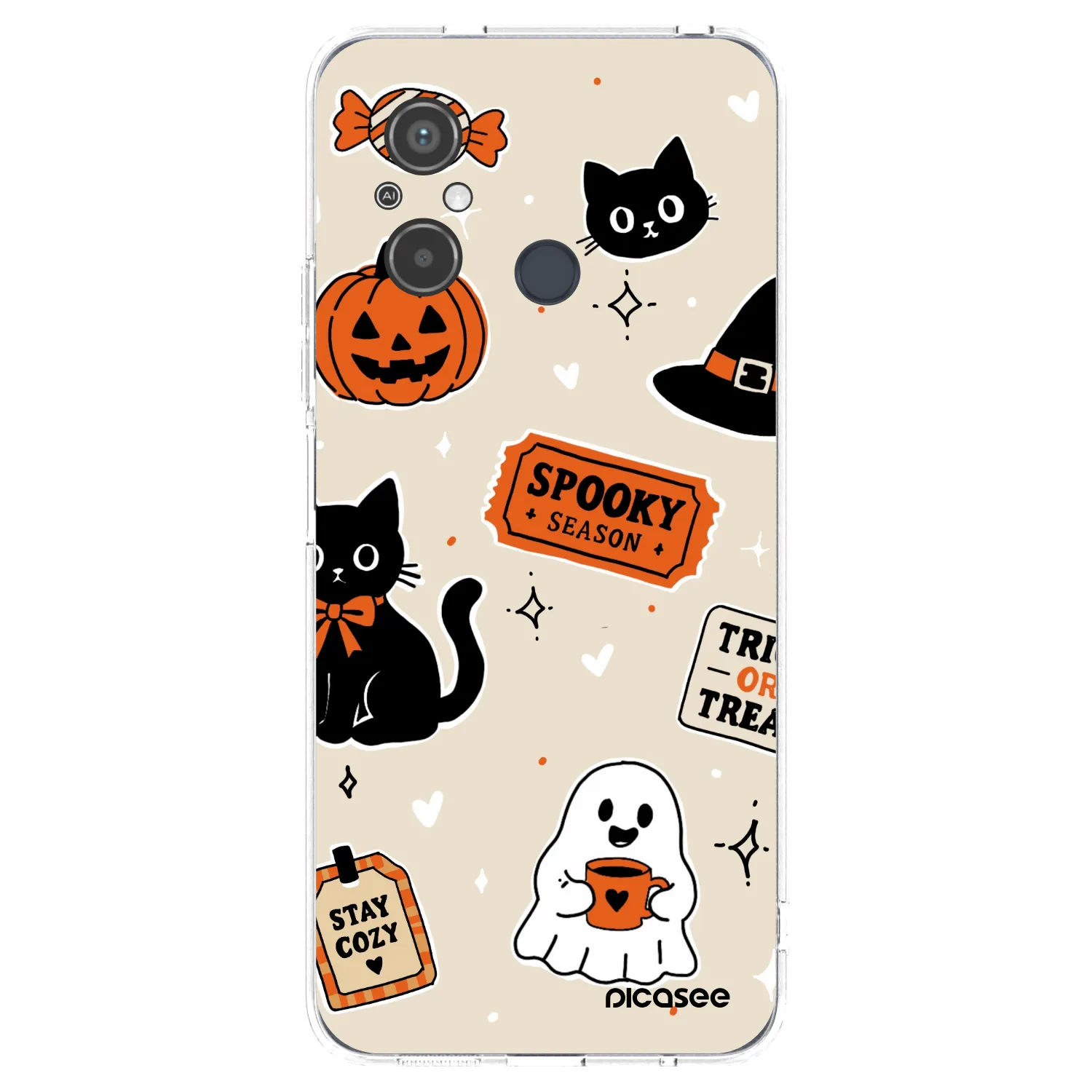 Picasee silikonowe przeźroczyste etui na Xiaomi Redmi 12C - Halloween stickers