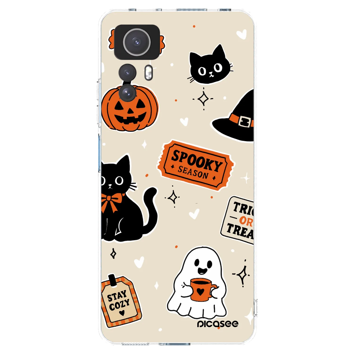 Picasee silikonowe przeźroczyste etui na Xiaomi Redmi Note 12S - Halloween stickers