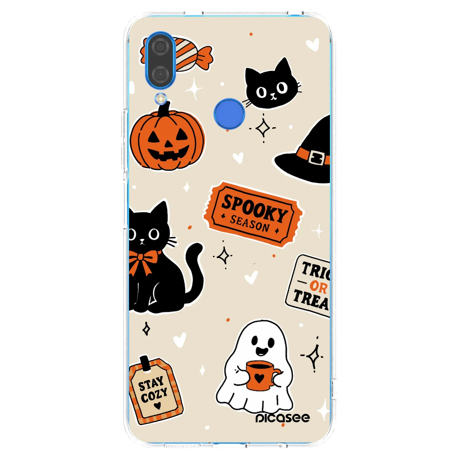 Picasee silikonowe przeźroczyste etui na Huawei Nova 3 - Halloween stickers