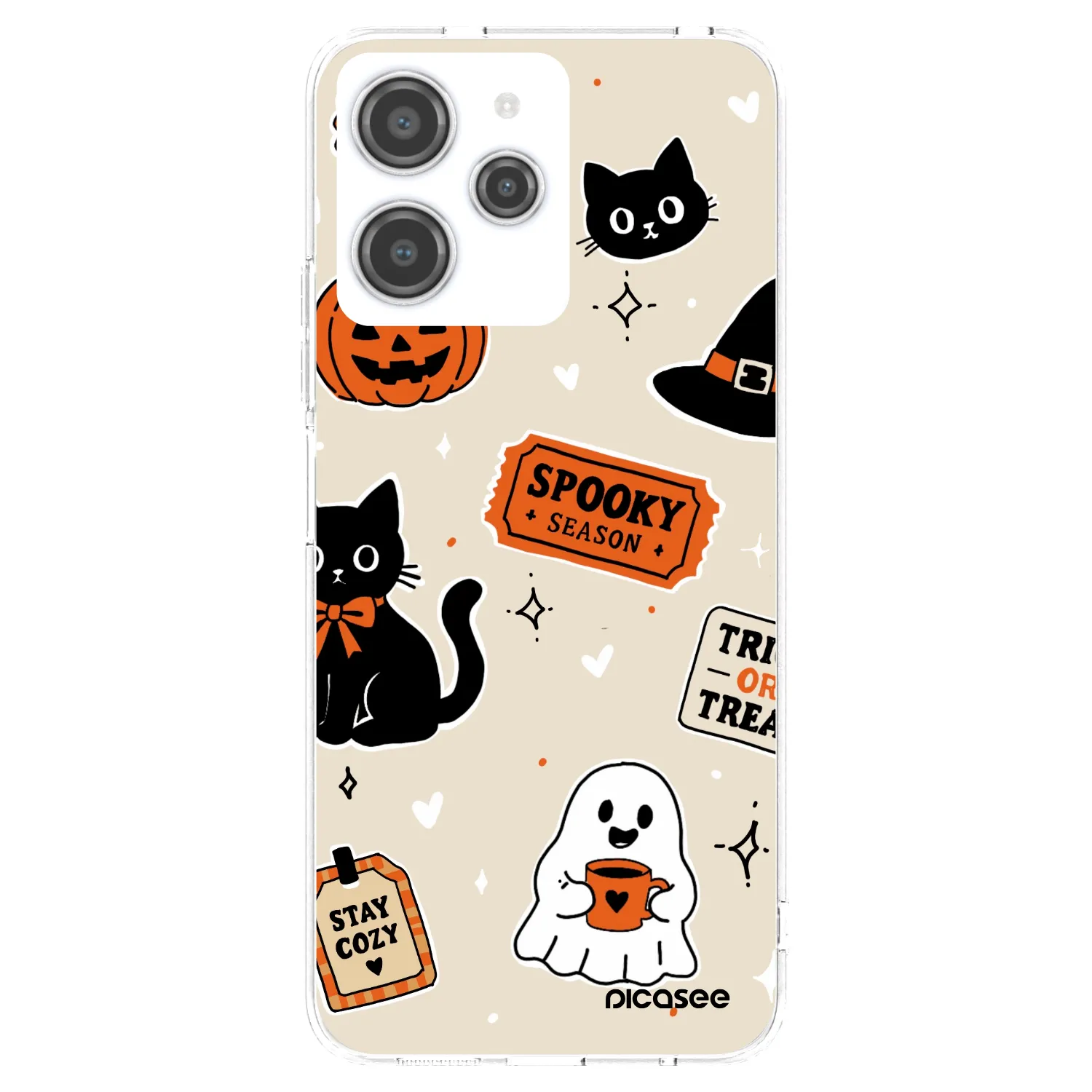 Picasee silikonowe przeźroczyste etui na Xiaomi Redmi 12 4G - Halloween stickers
