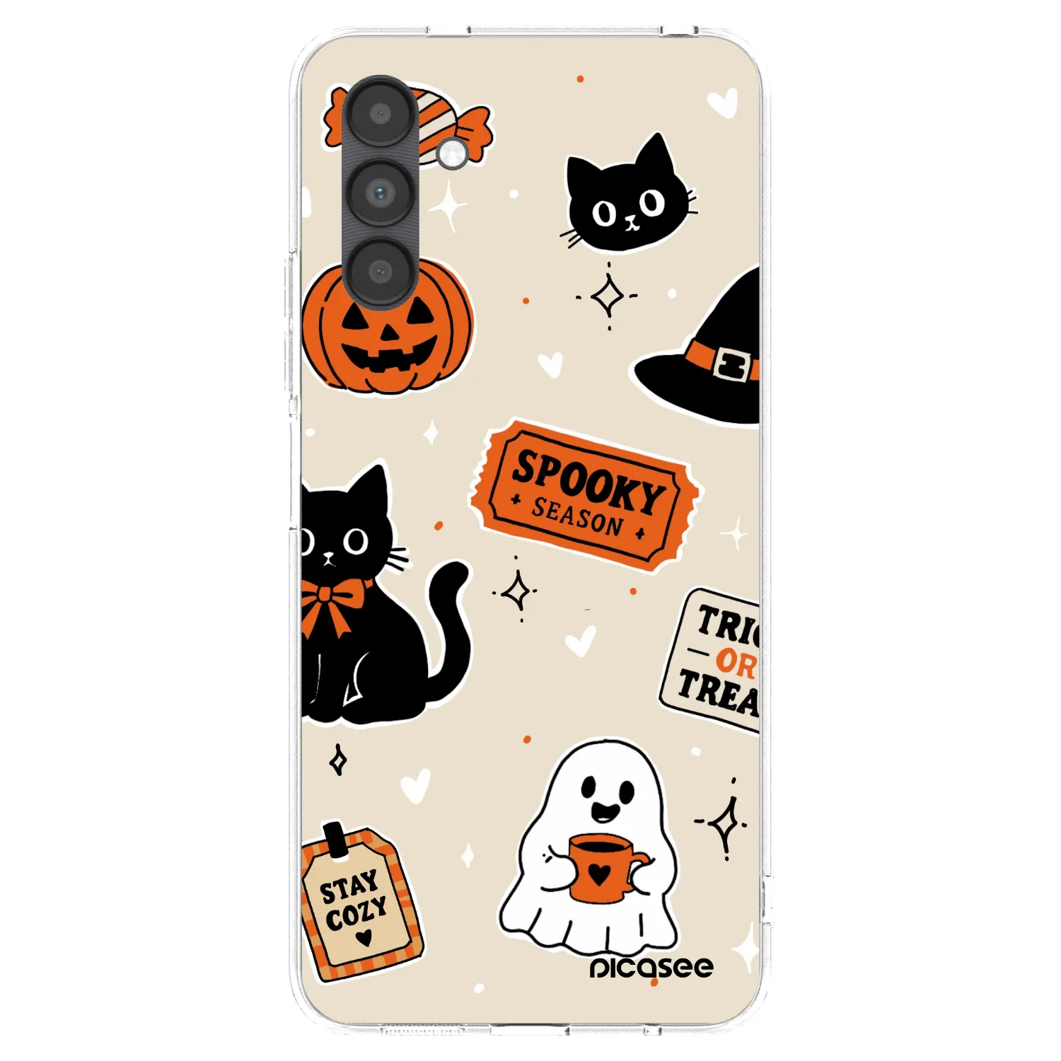 Picasee silikonowe przeźroczyste etui na Samsung Galaxy A04s A047F - Halloween stickers