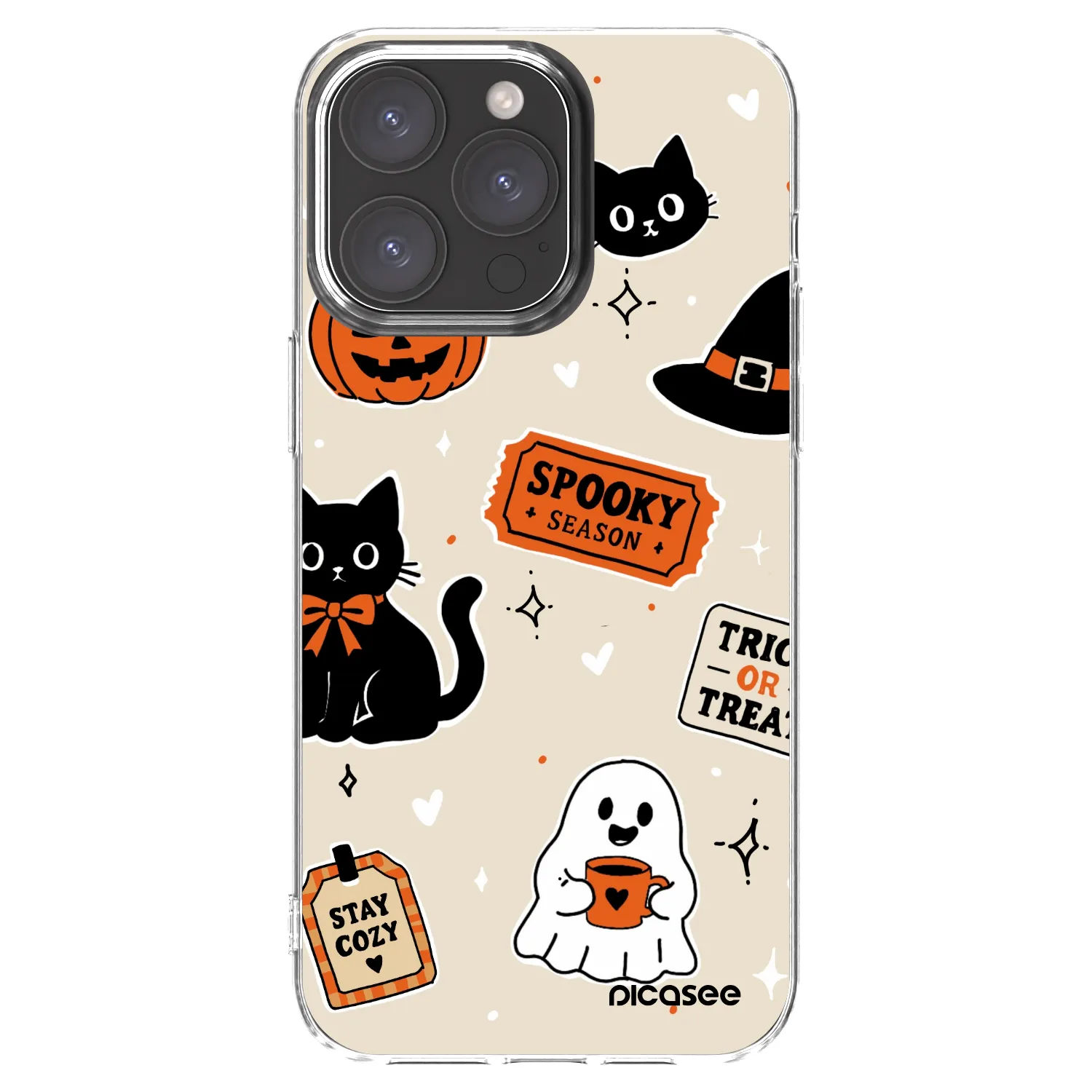 Picasee silikonowe przeźroczyste etui na Apple iPhone 15 Pro Max - Halloween stickers