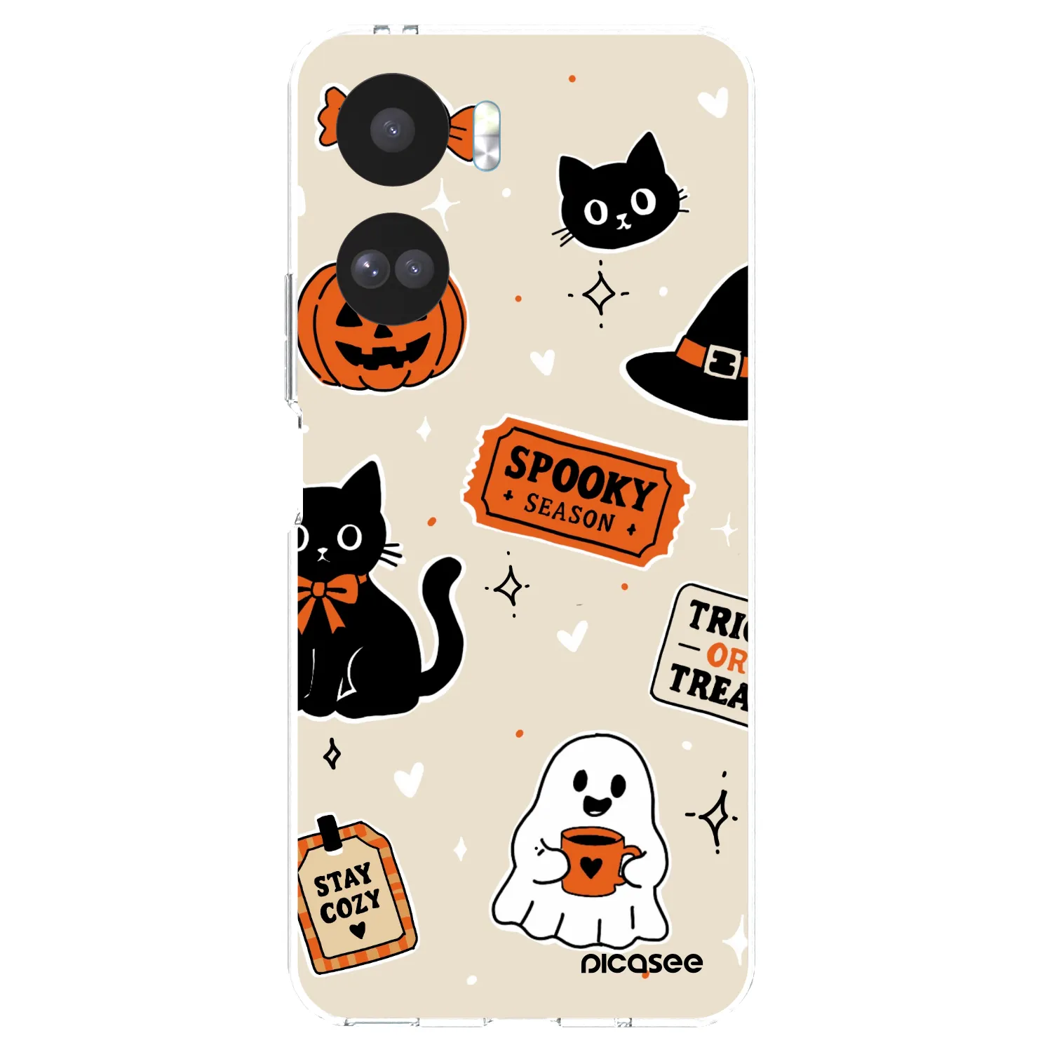 Picasee silikonowe przeźroczyste etui na Honor 90 Lite 5G - Halloween stickers