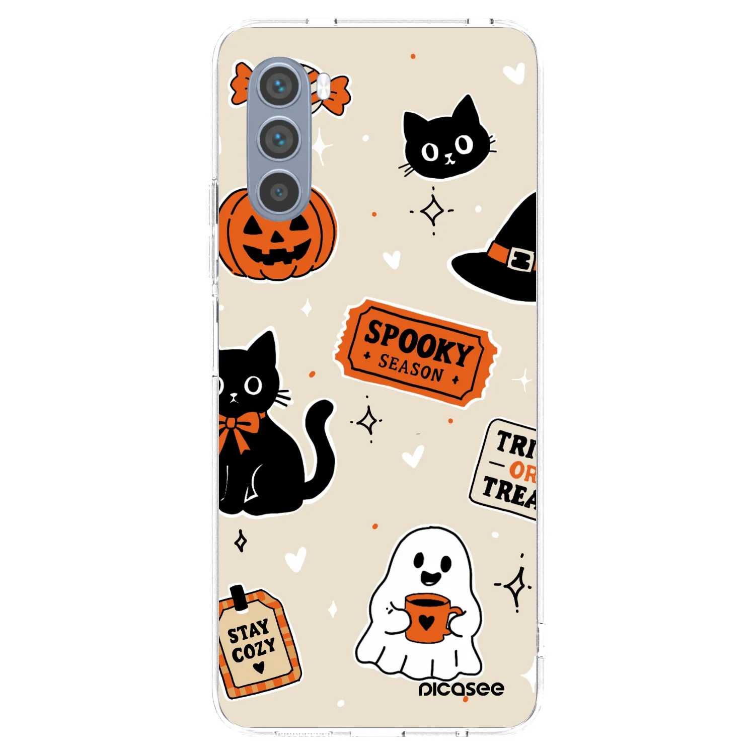 Picasee silikonowe przeźroczyste etui na Motorola Moto G62 - Halloween stickers
