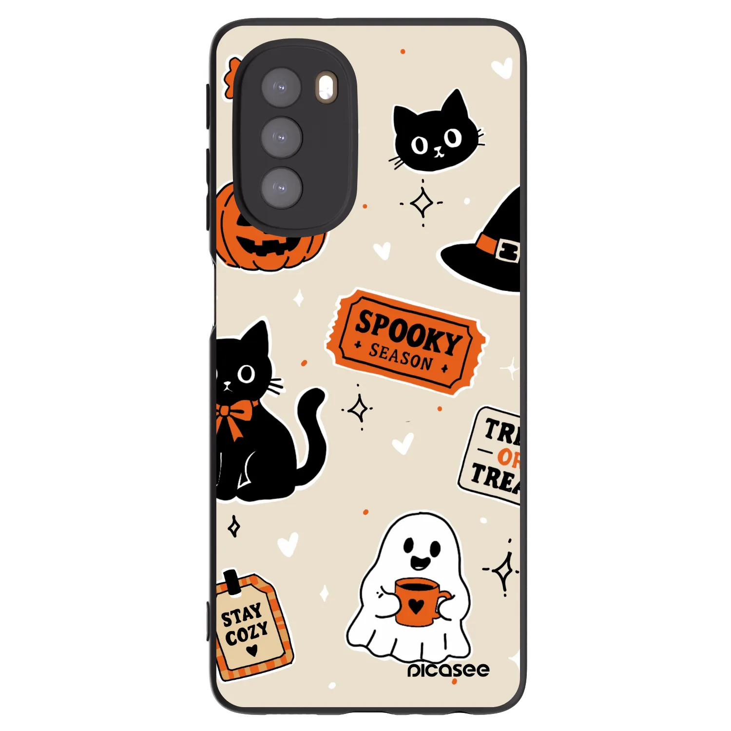 Picasee silikonowe czarne etui na Motorola Moto G51 - Halloween stickers