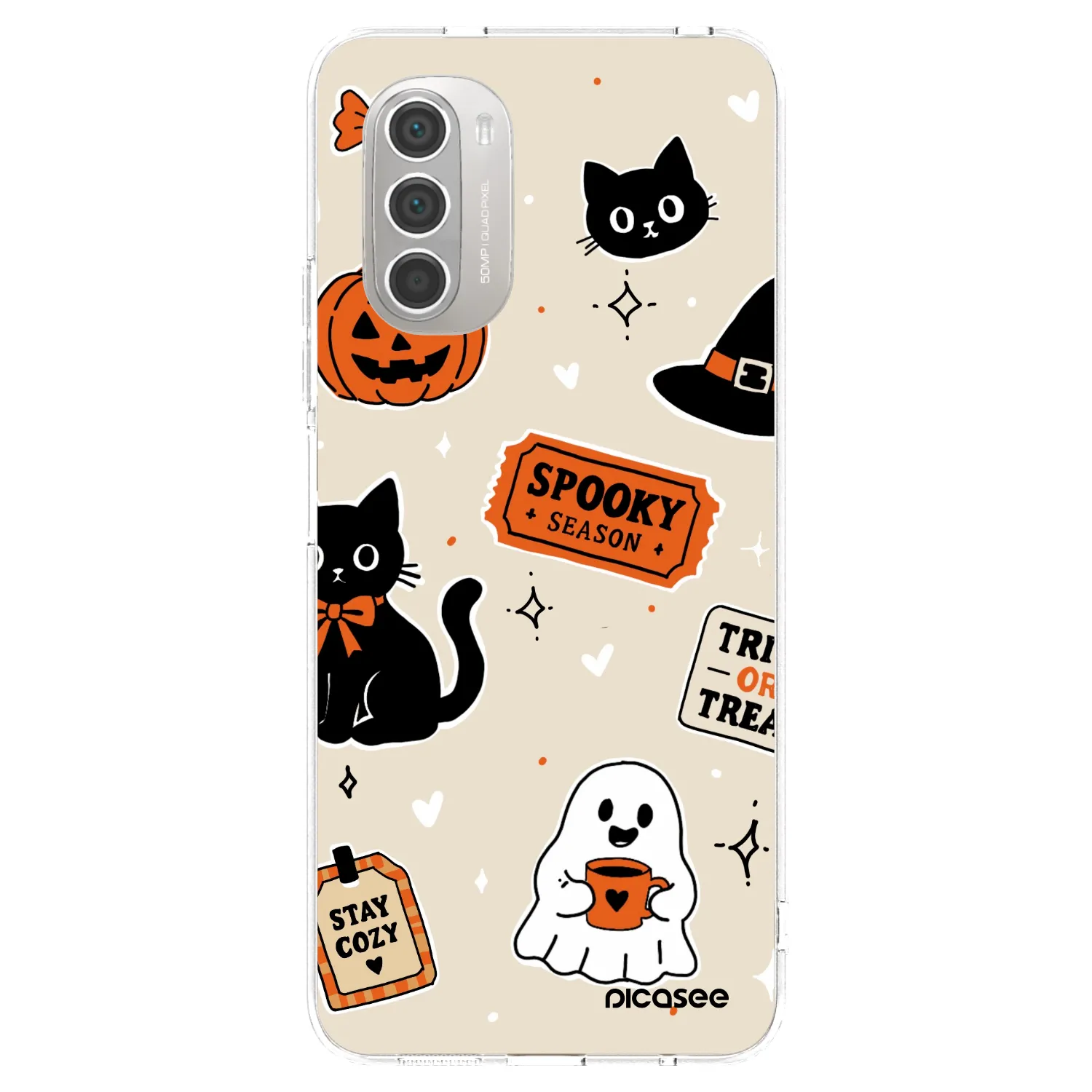 Picasee silikonowe przeźroczyste etui na Motorola Moto G51 - Halloween stickers